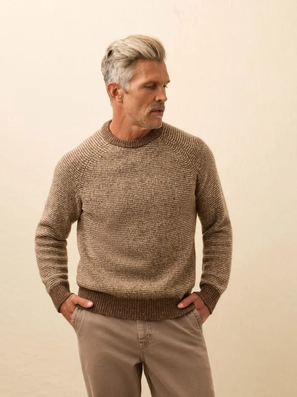 Donegal Crew Sweater - Walnut Feeder Marl sold by Faherty