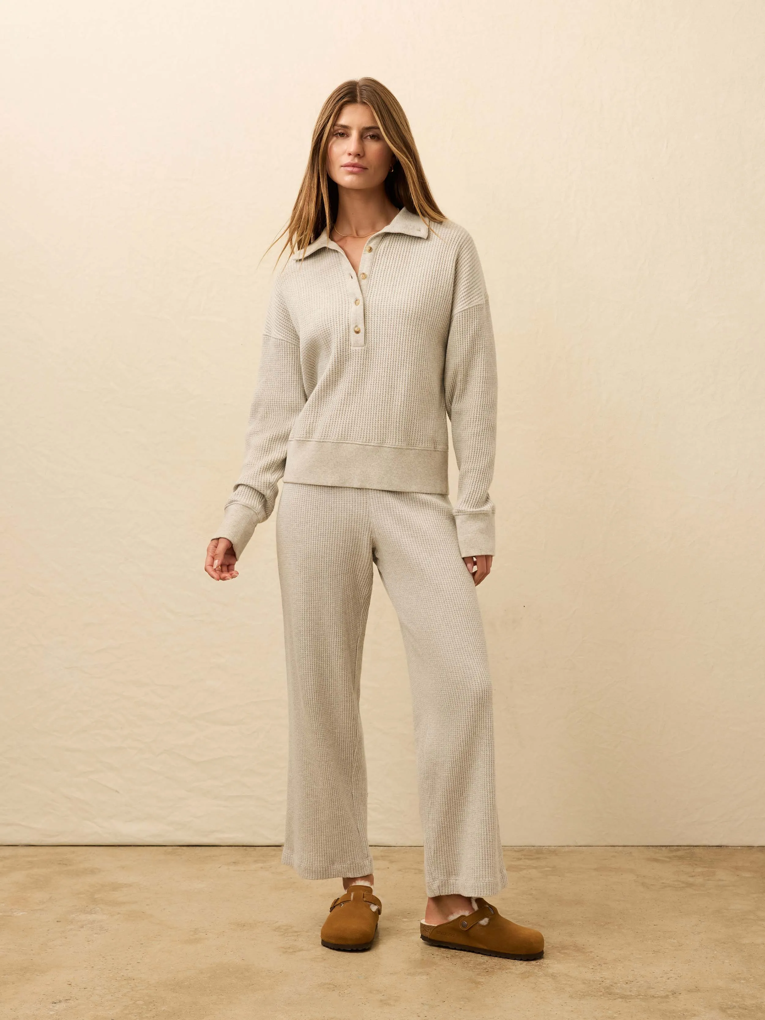 Après Waffle Henley - Light Grey Heather sold by Faherty product image thumbnail 5