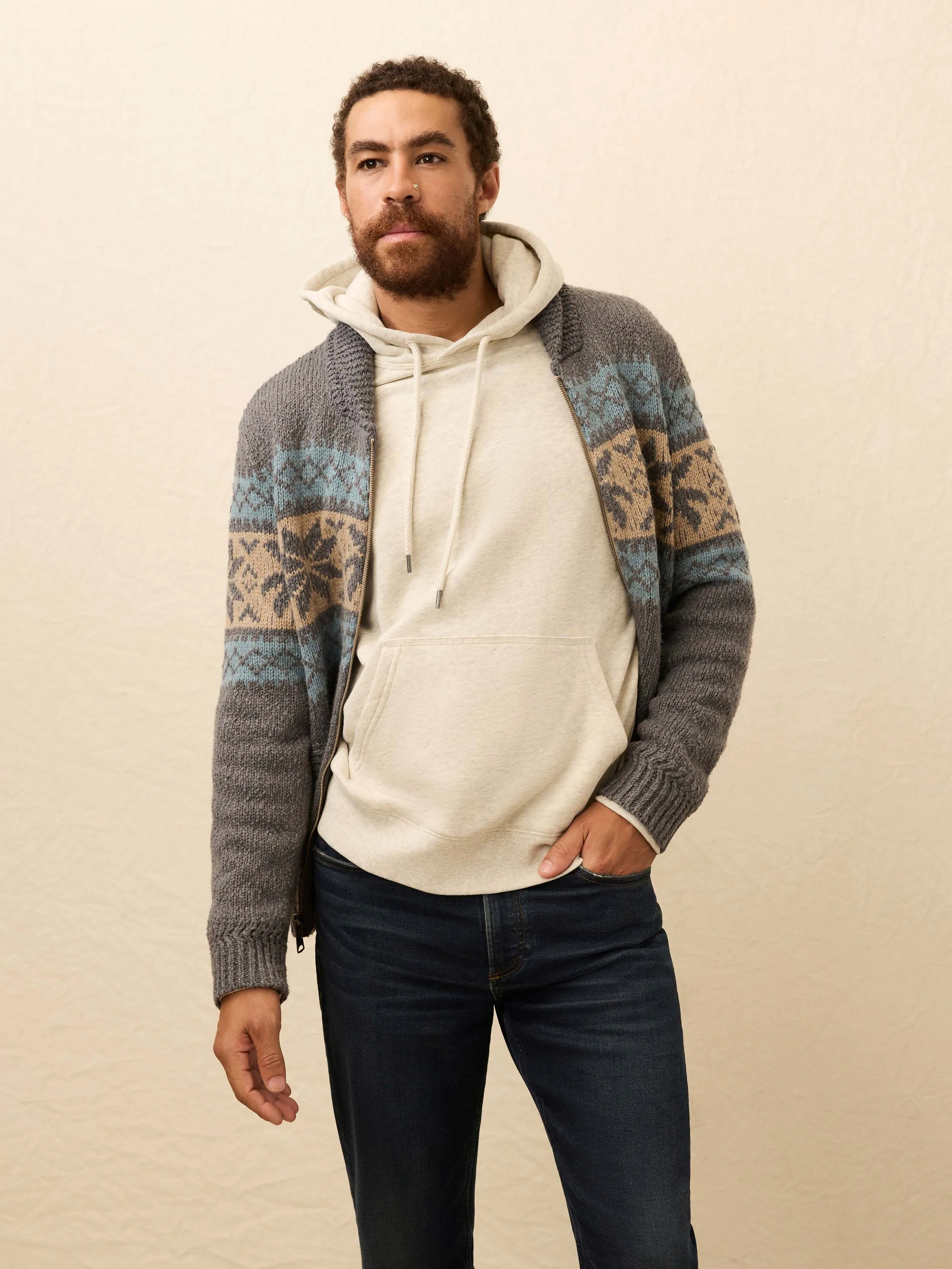 Surf To Snow Zip Cardigan - Iron Coast sold by Faherty