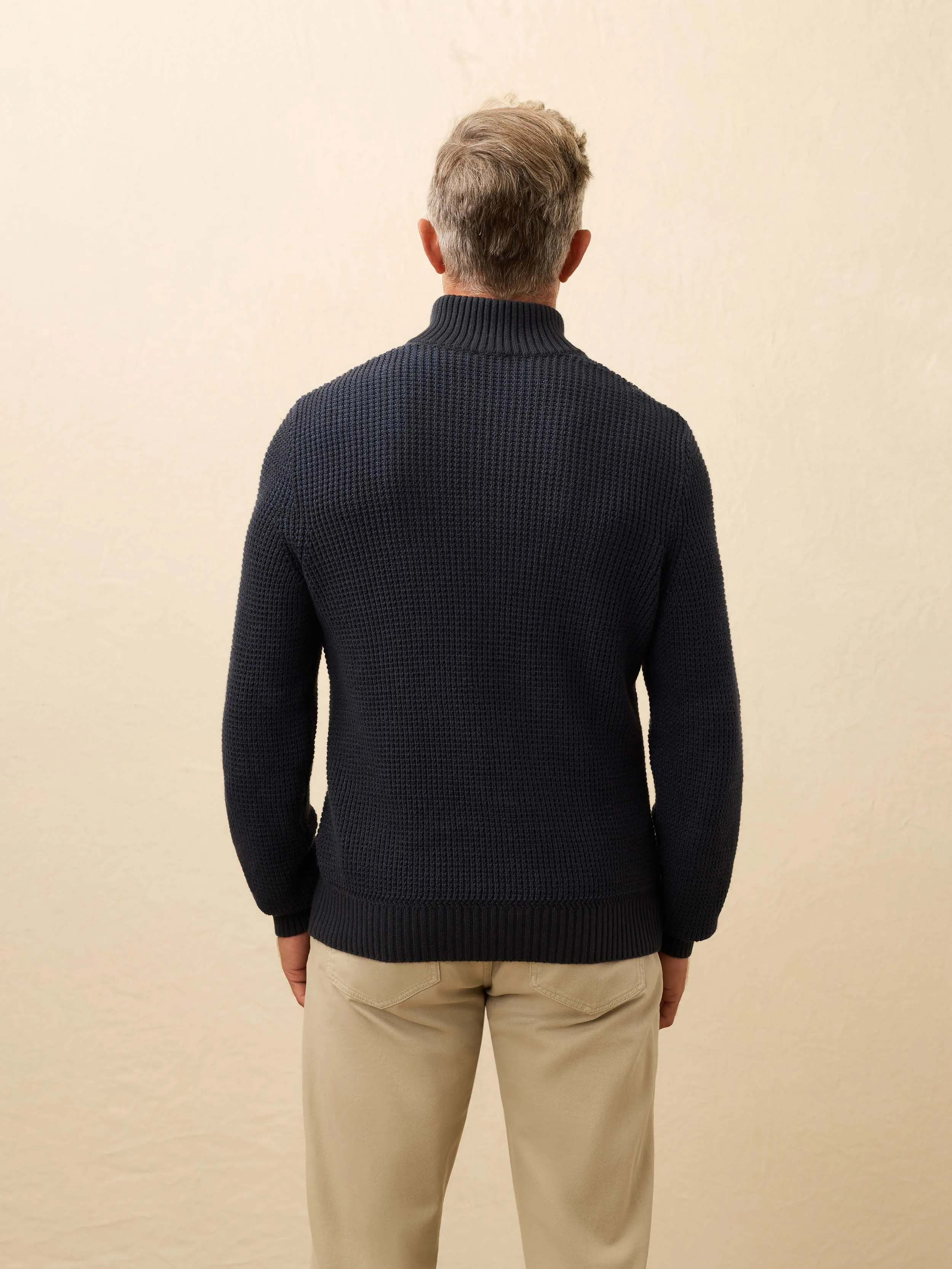 Quarter Button Sweater - Winter Navy sold by Faherty product image thumbnail 5