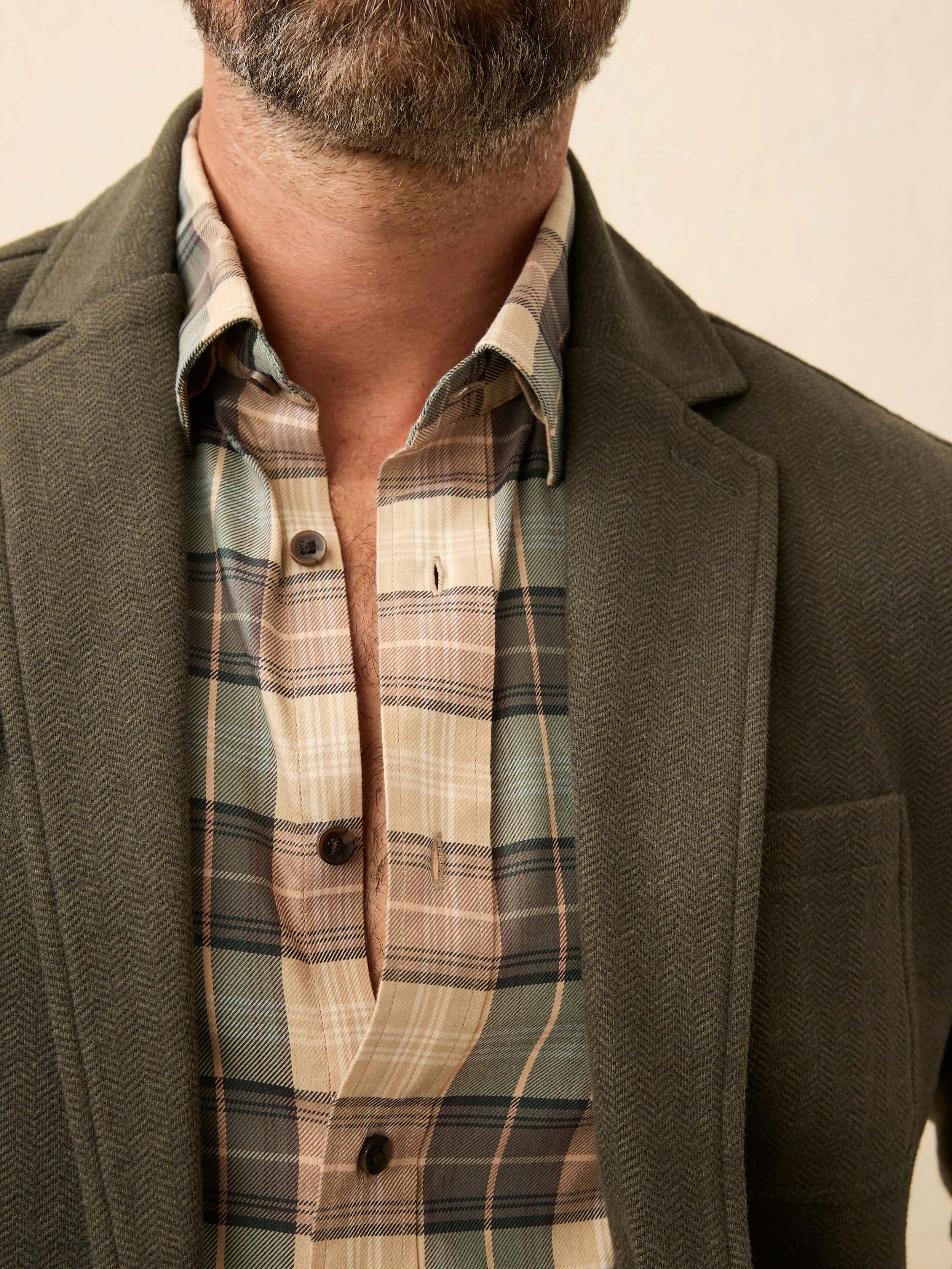 Inlet Knit Tweed Blazer - Olive Lake Herringbone sold by Faherty product image thumbnail 5