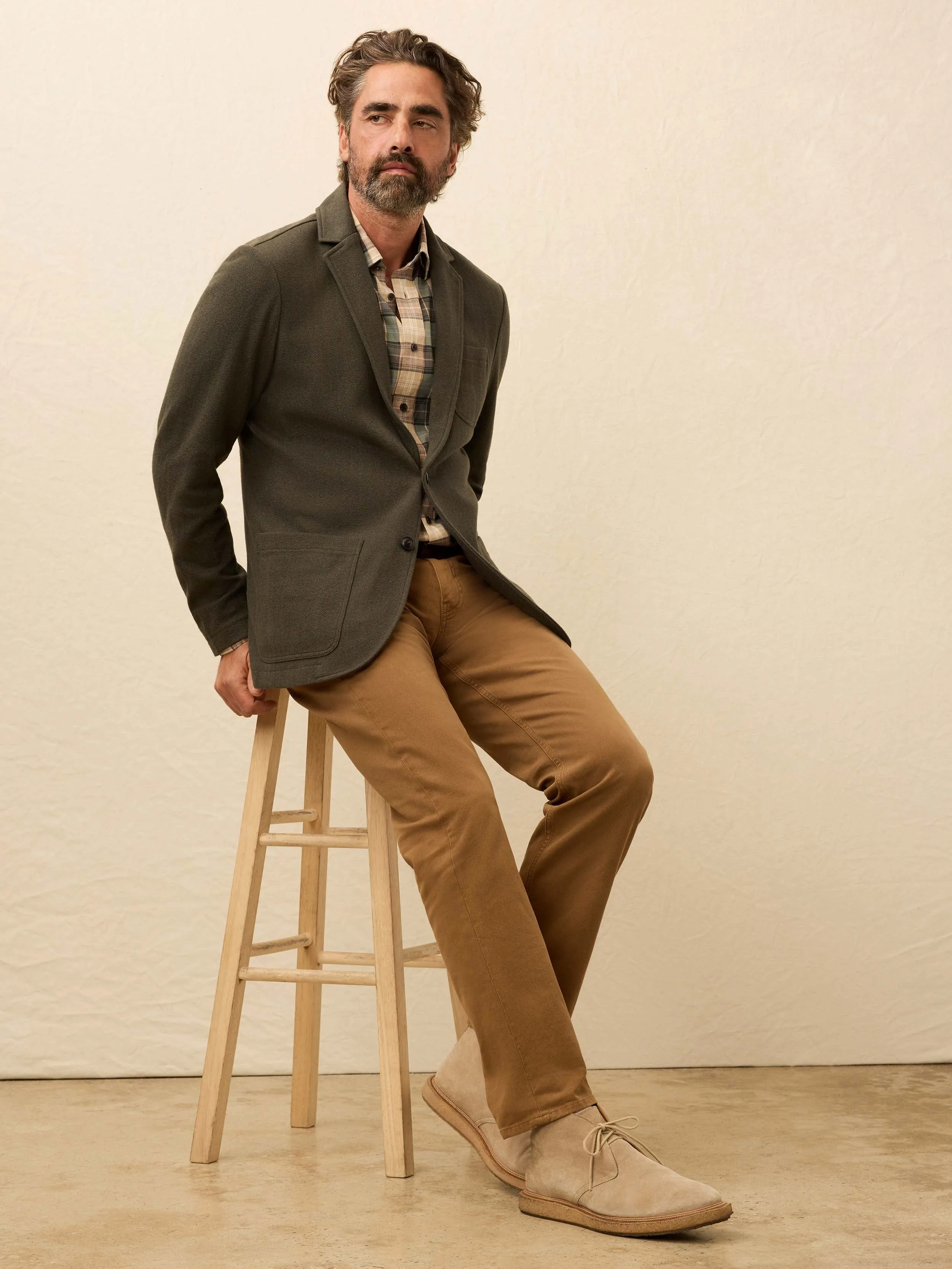 Inlet Knit Tweed Blazer - Olive Lake Herringbone sold by Faherty product image thumbnail 2
