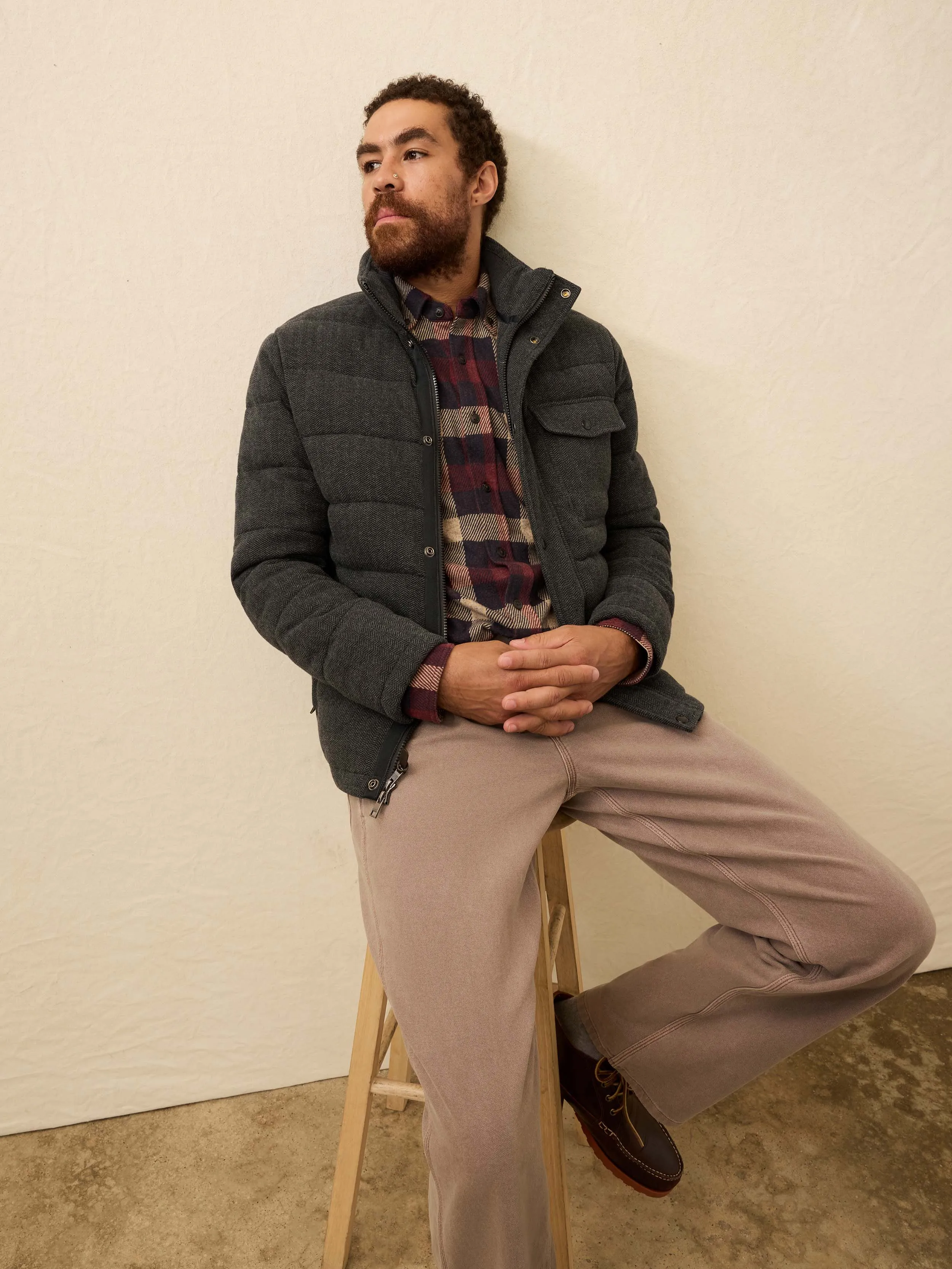 Teton Valley Deck Jacket - Dark Steel Charcoal Herringbone sold by Faherty product image thumbnail 2