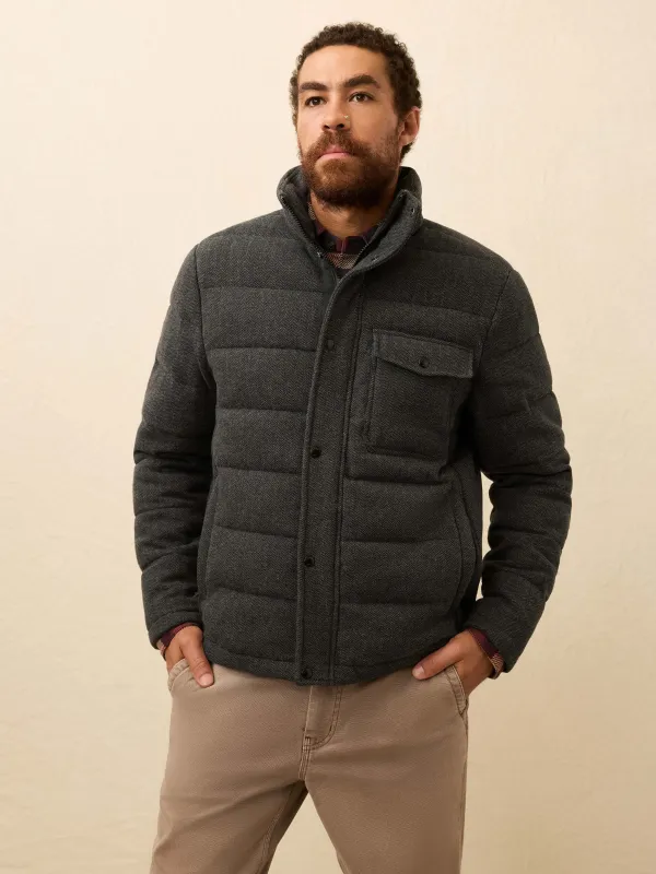 Teton Valley Deck Jacket - Dark Steel Charcoal Herringbone sold by Faherty