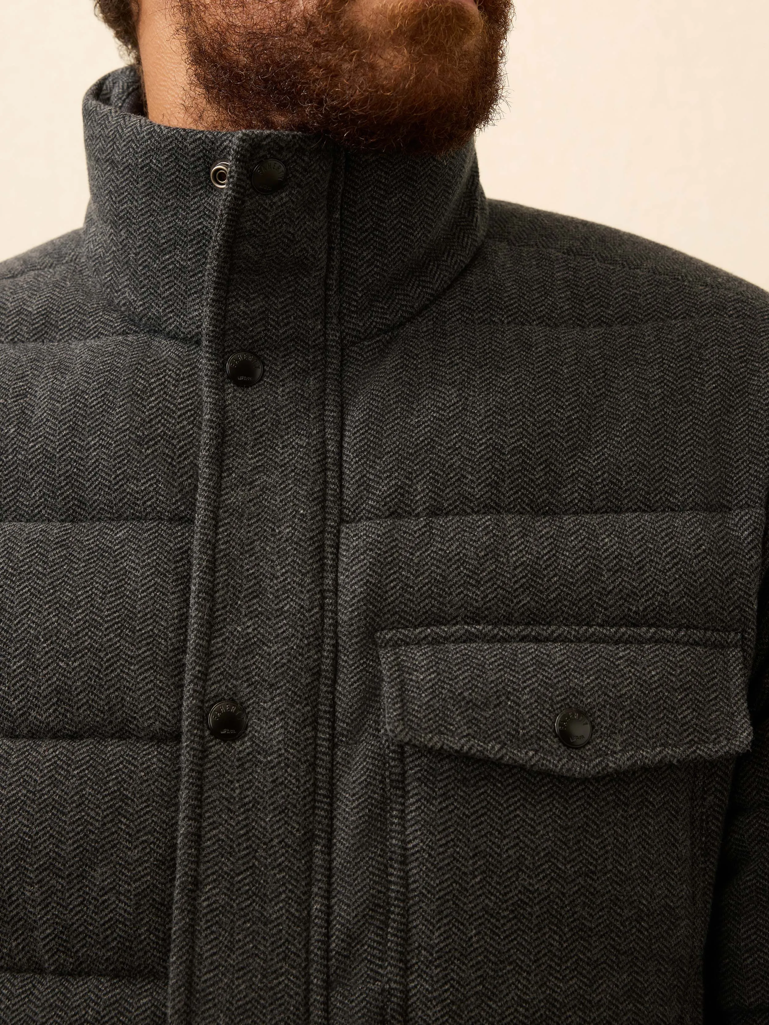 Teton Valley Deck Jacket - Dark Steel Charcoal Herringbone sold by Faherty product image thumbnail 5