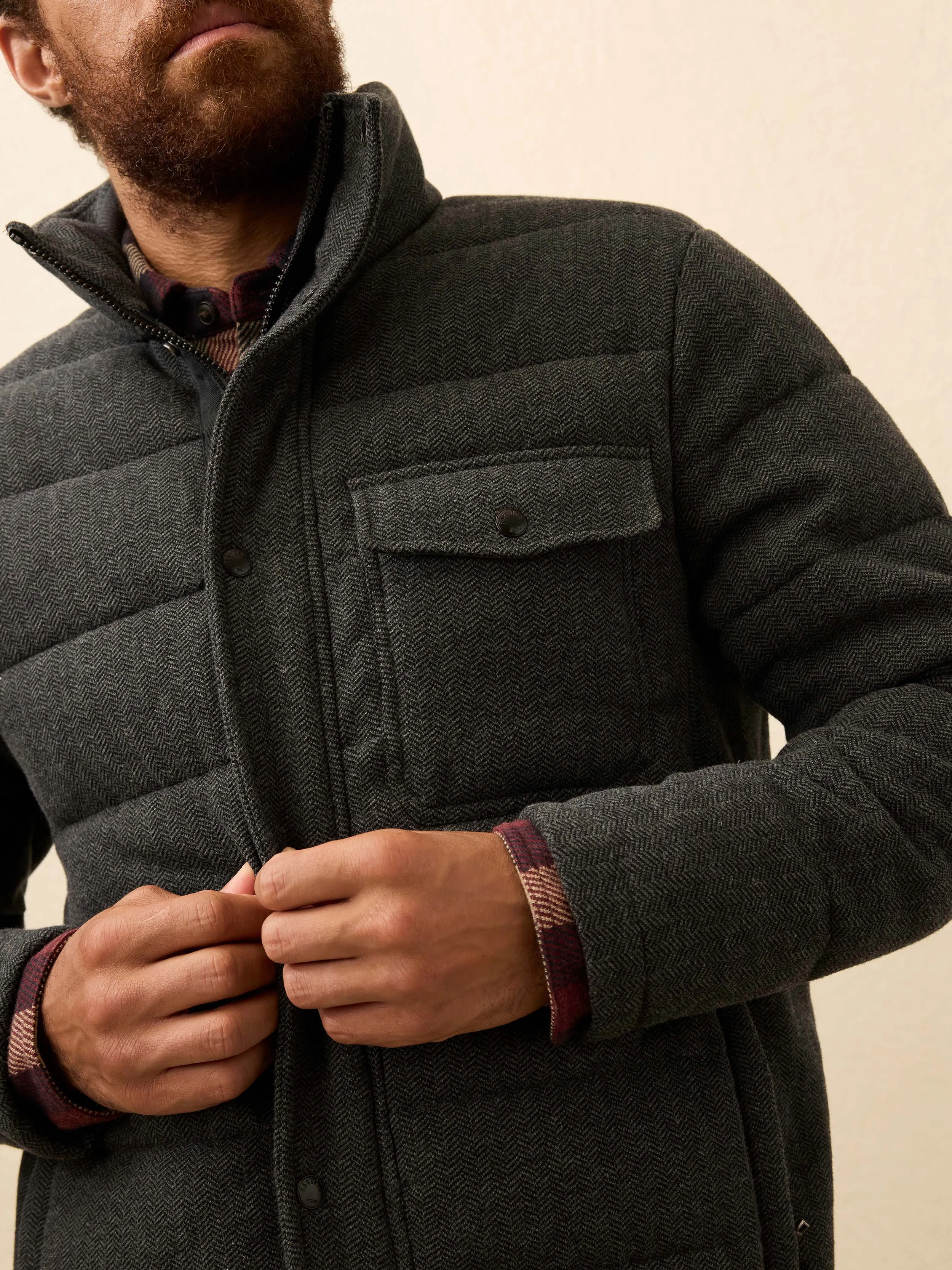 Teton Valley Deck Jacket - Dark Steel Charcoal Herringbone sold by Faherty product image thumbnail 4