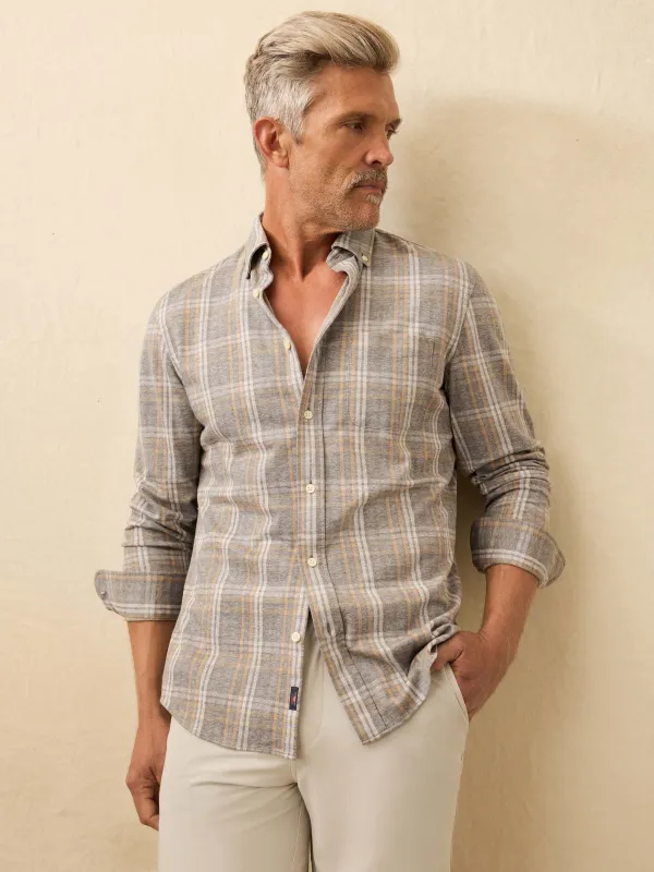 Coastline Knit Shirt - Dune Ash Plaid sold by Faherty