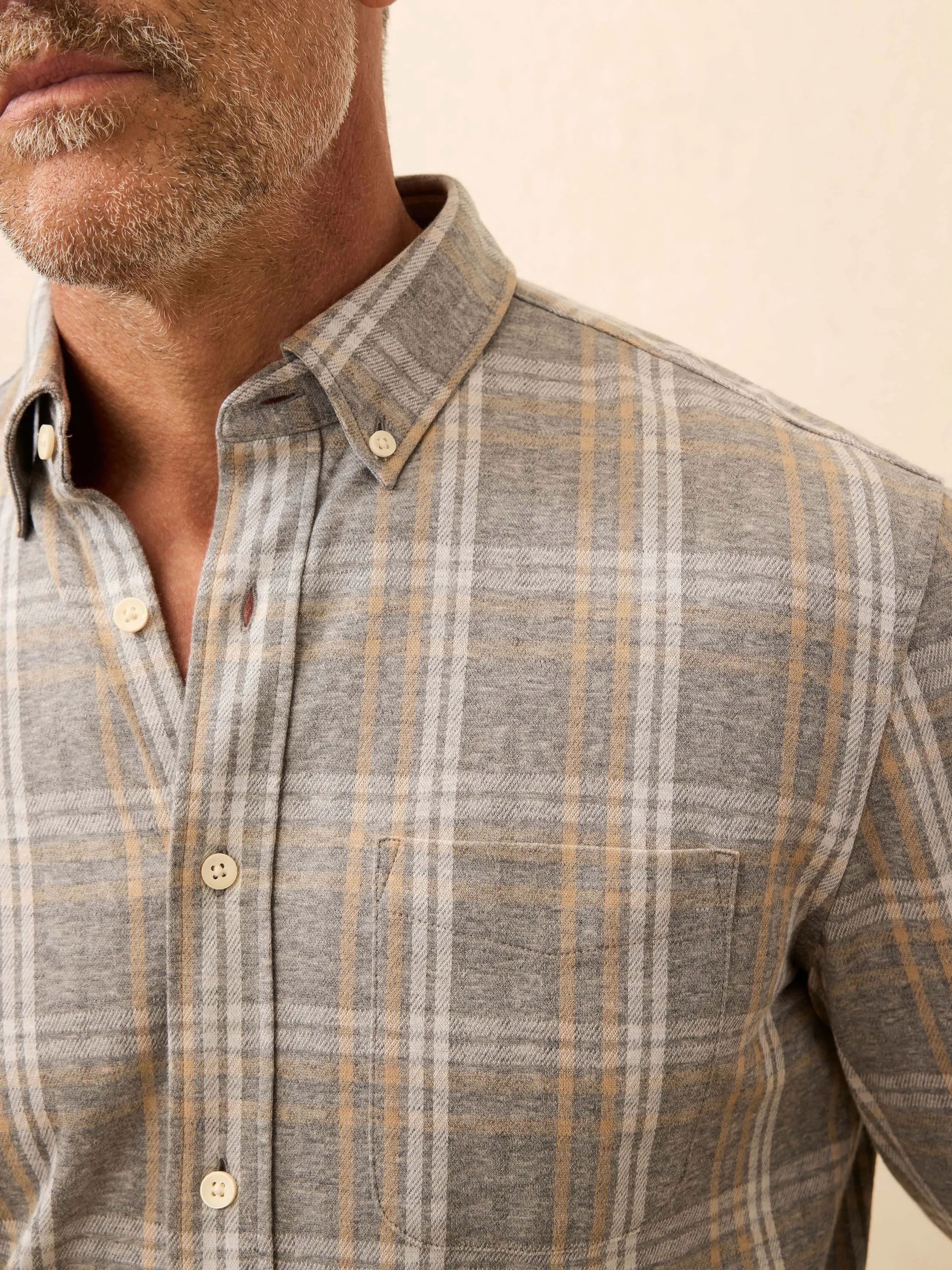 Coastline Knit Shirt - Dune Ash Plaid sold by Faherty product image thumbnail 3