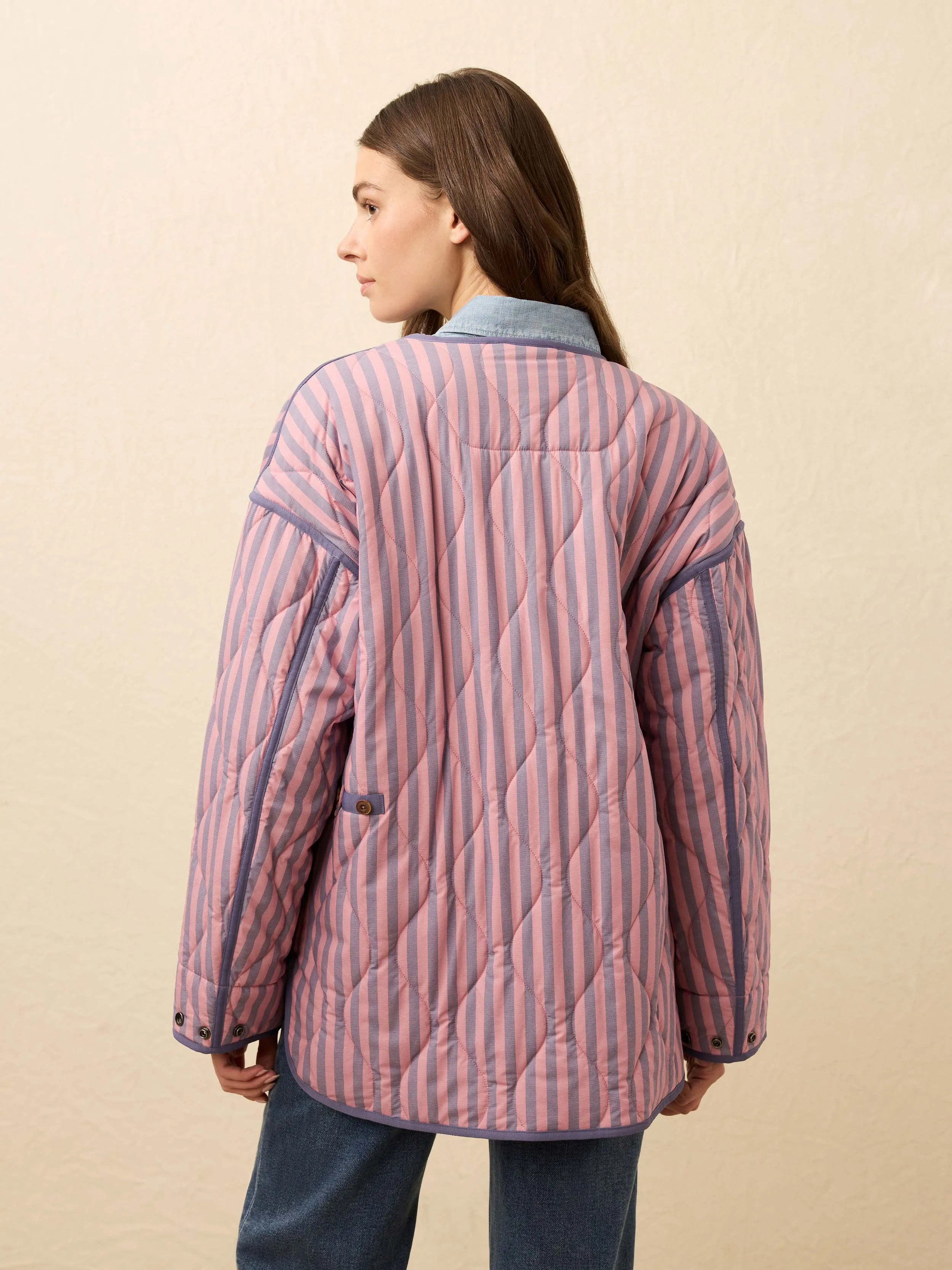Horizon Series Quilted Jacket - Berry Lucy Stripe sold by Faherty product image thumbnail 4