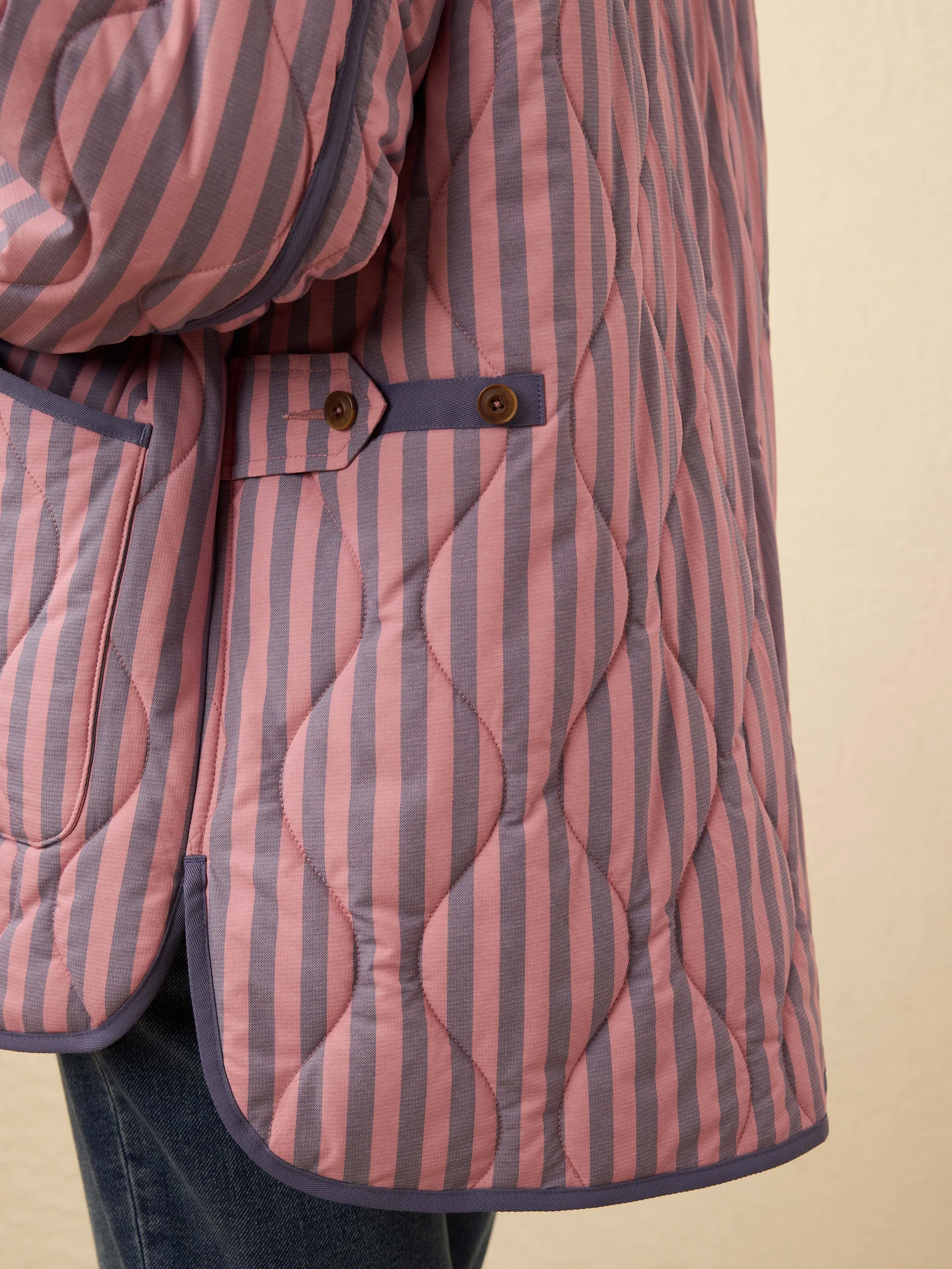 Horizon Series Quilted Jacket - Berry Lucy Stripe sold by Faherty product image thumbnail 2