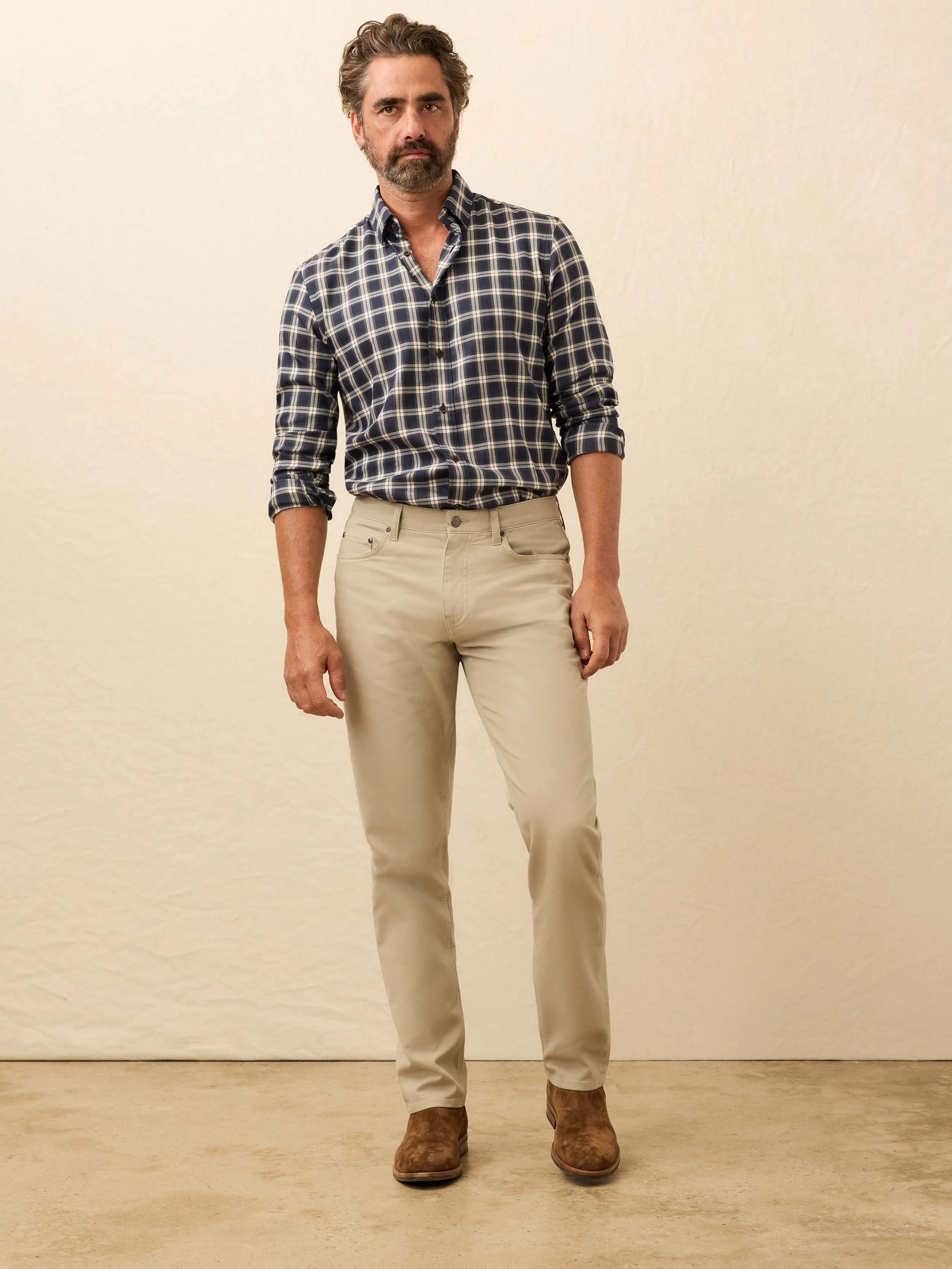 Reserve Twill 5-Pocket Pant - Rocky Cliff sold by Faherty