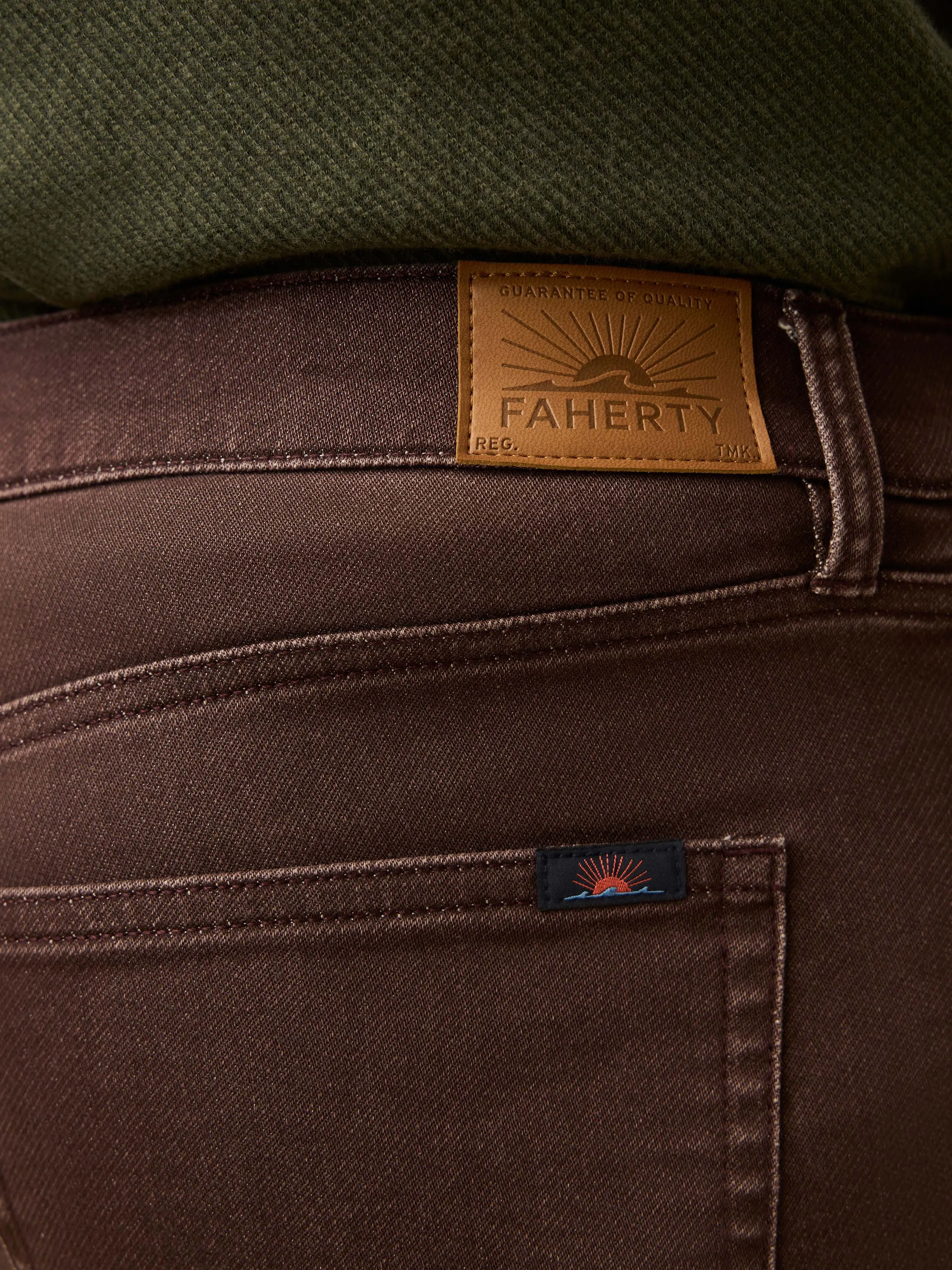 Stretch Terry 5-Pocket Pant - Northern Brown sold by Faherty product image thumbnail 3
