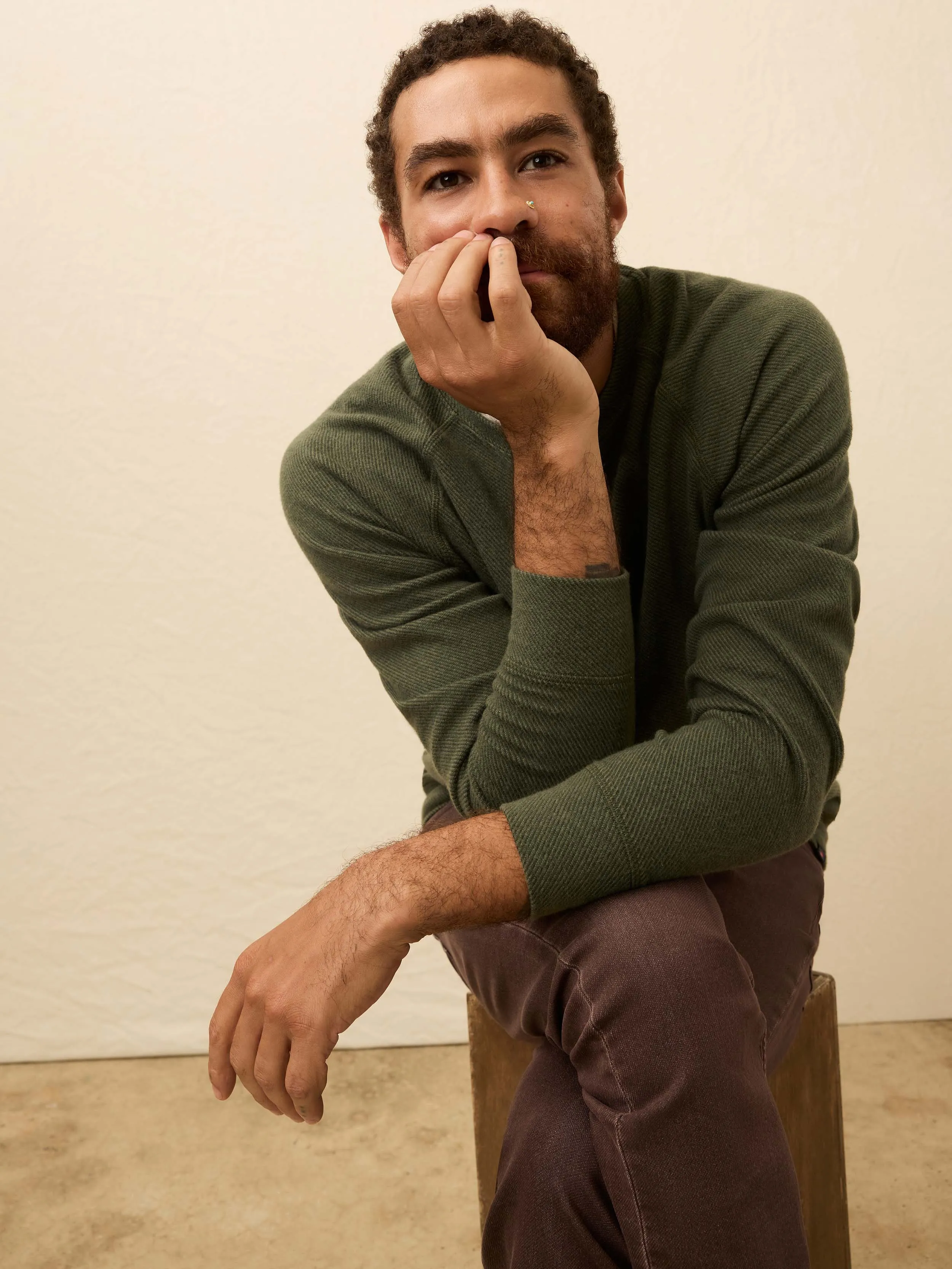 Legend™ Sweater Crewneck - Fall Evergreen Twill sold by Faherty product image thumbnail 3