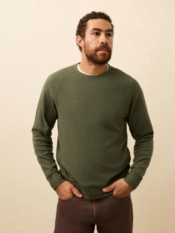 Legend Sweater Crew - Fall Evergreen Twill sold by Faherty