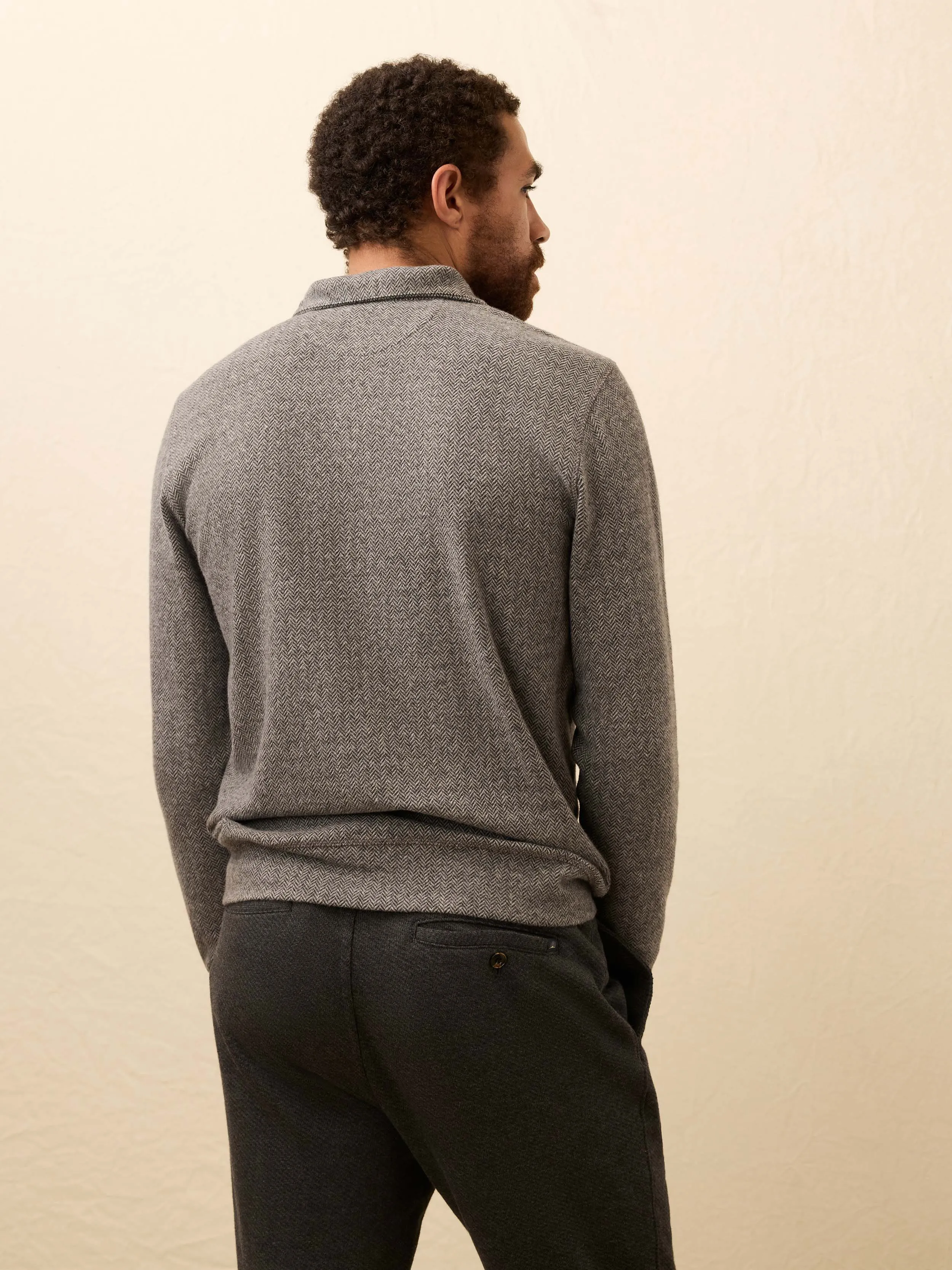 Legend Sweater Quarter Zip - Alpine Grey Herringbone sold by Faherty product image thumbnail 4