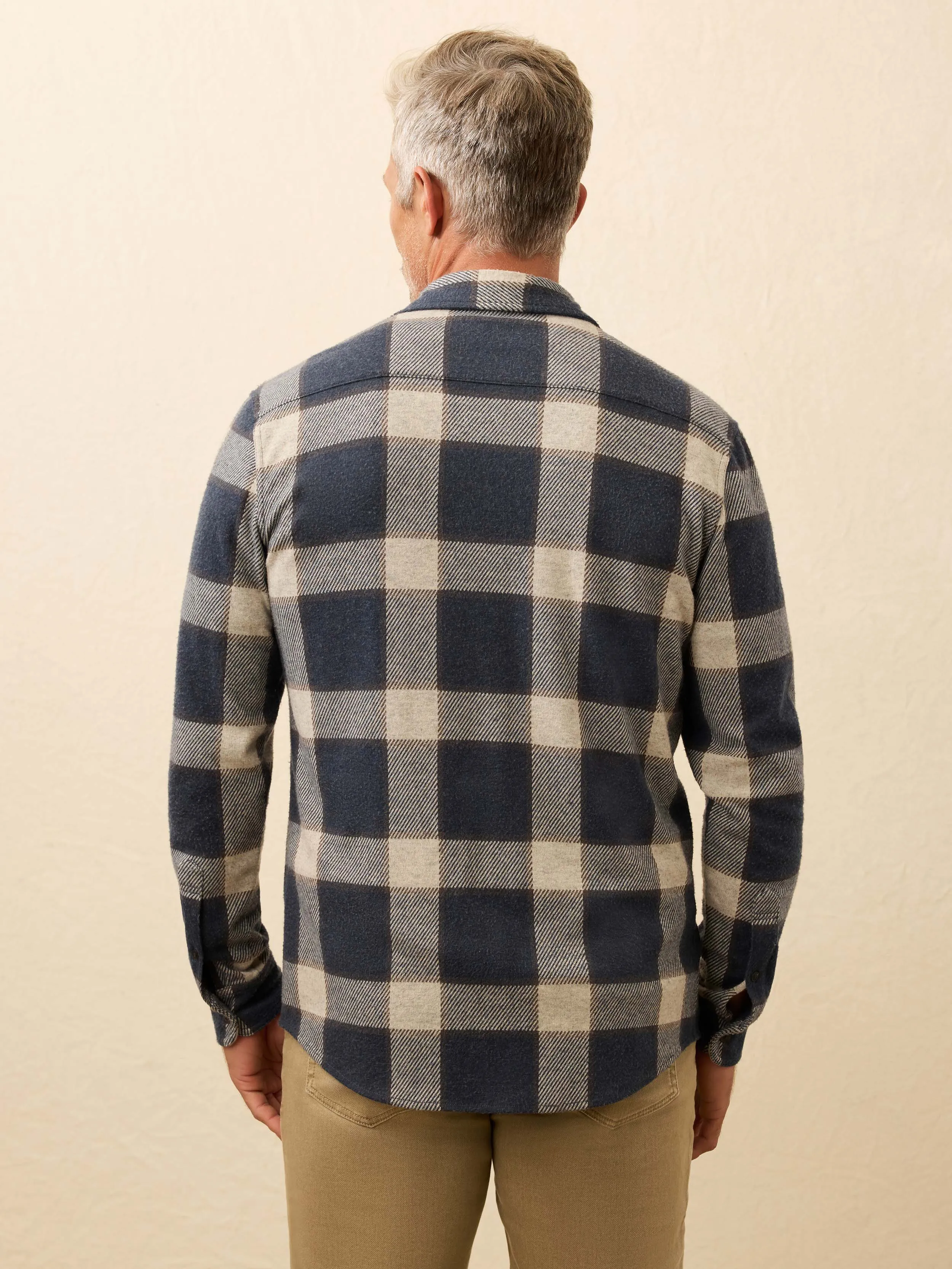 Legend™ Sweater Shirt - Navy Cloud Plaid sold by Faherty product image thumbnail 4