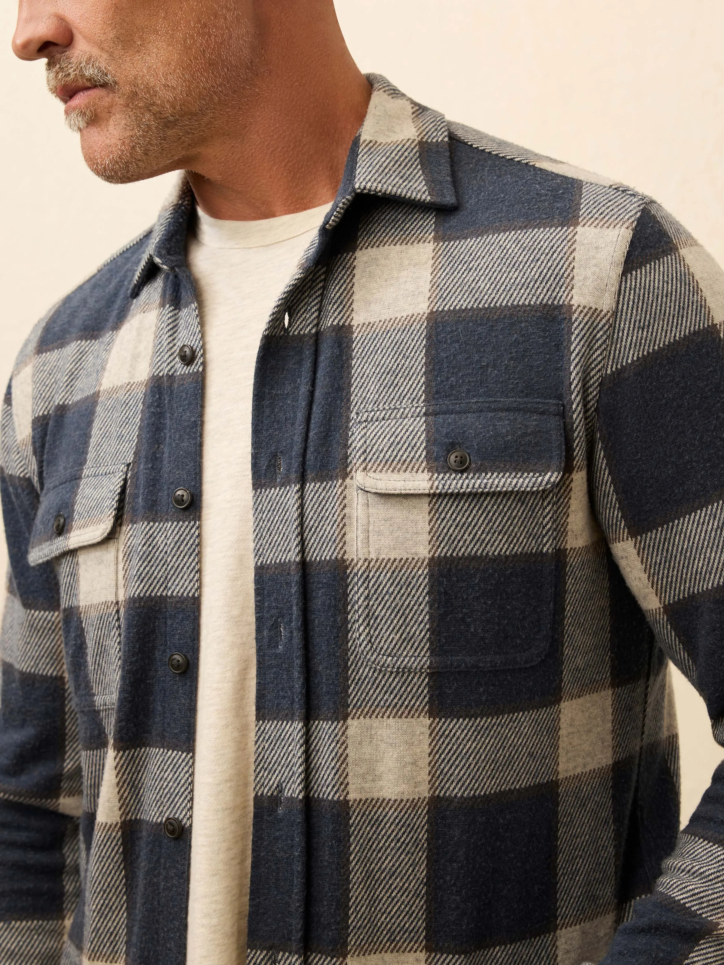 Legend™ Sweater Shirt - Navy Cloud Plaid sold by Faherty product image thumbnail 3