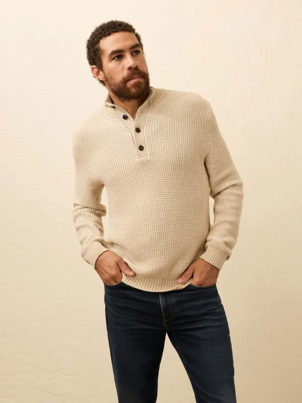Quarter Button Sweater - Alpine Khaki sold by Faherty