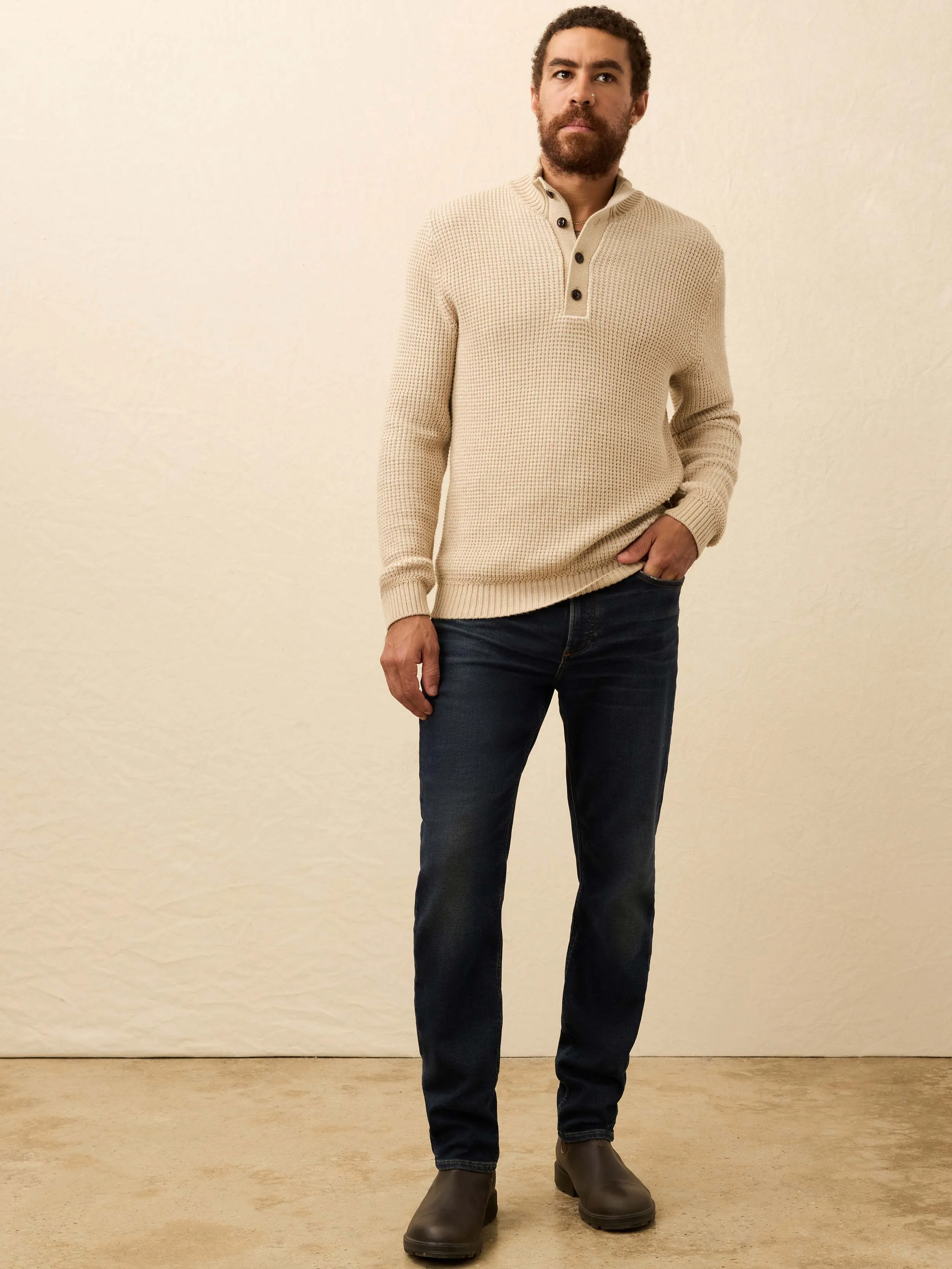 Quarter Button Sweater - Alpine Khaki sold by Faherty product image thumbnail 5