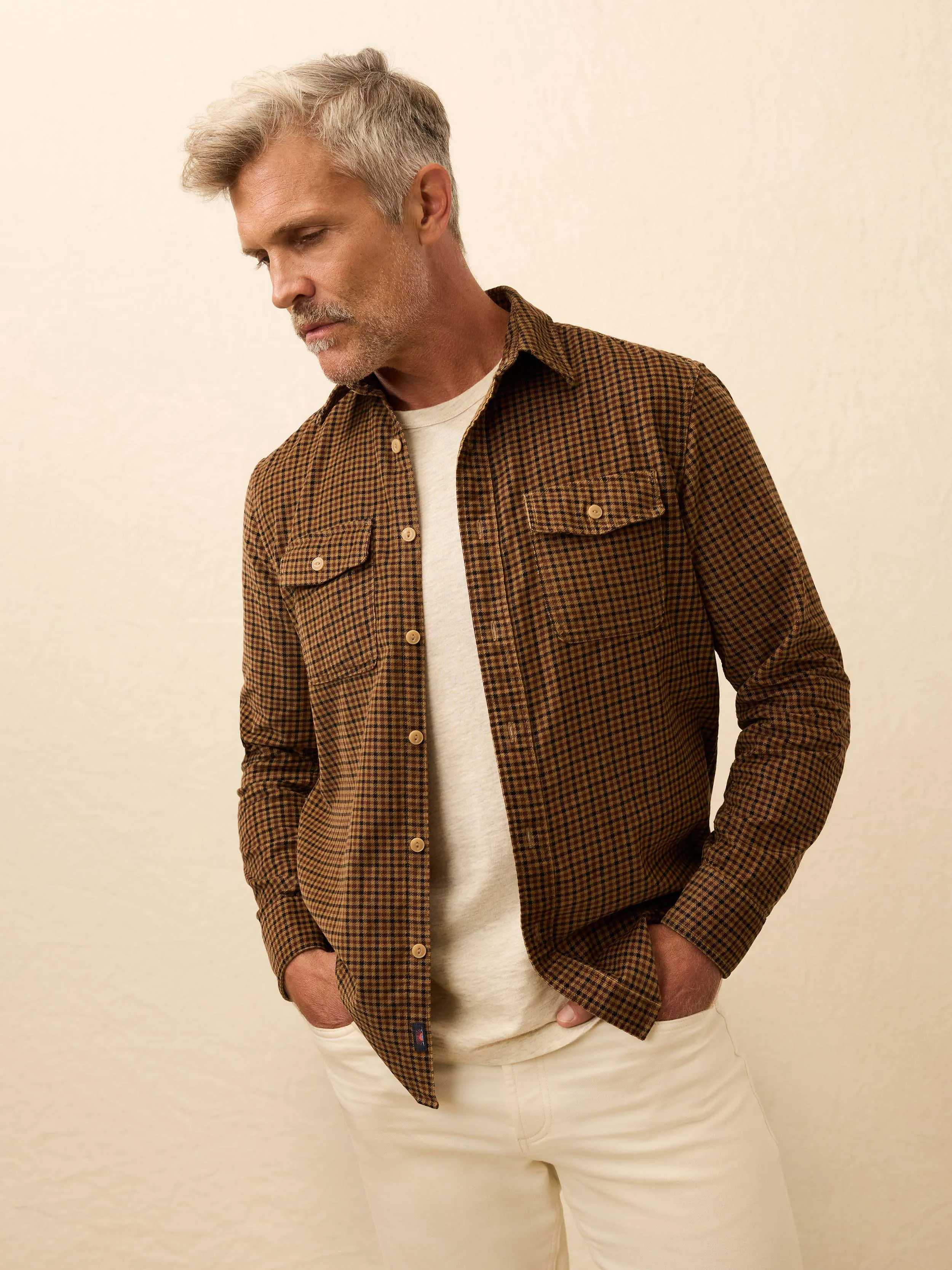Corduroy Workshirt - Foxhound Trail Check sold by Faherty
