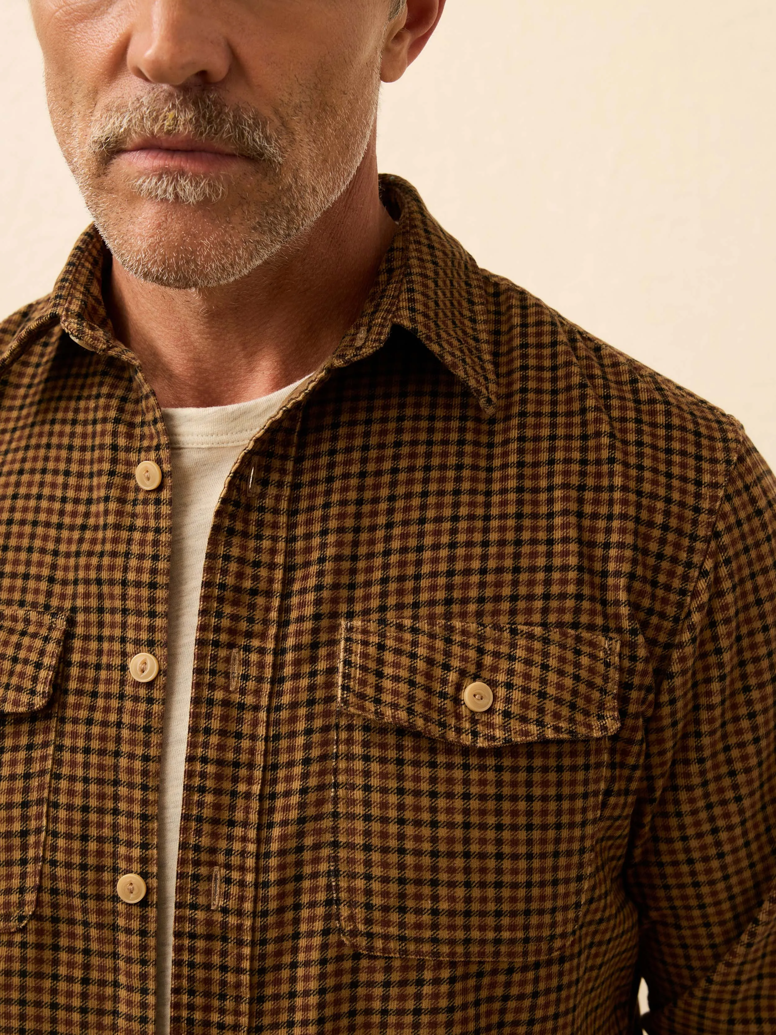 Corduroy Workshirt - Foxhound Trail Check sold by Faherty product image thumbnail 2