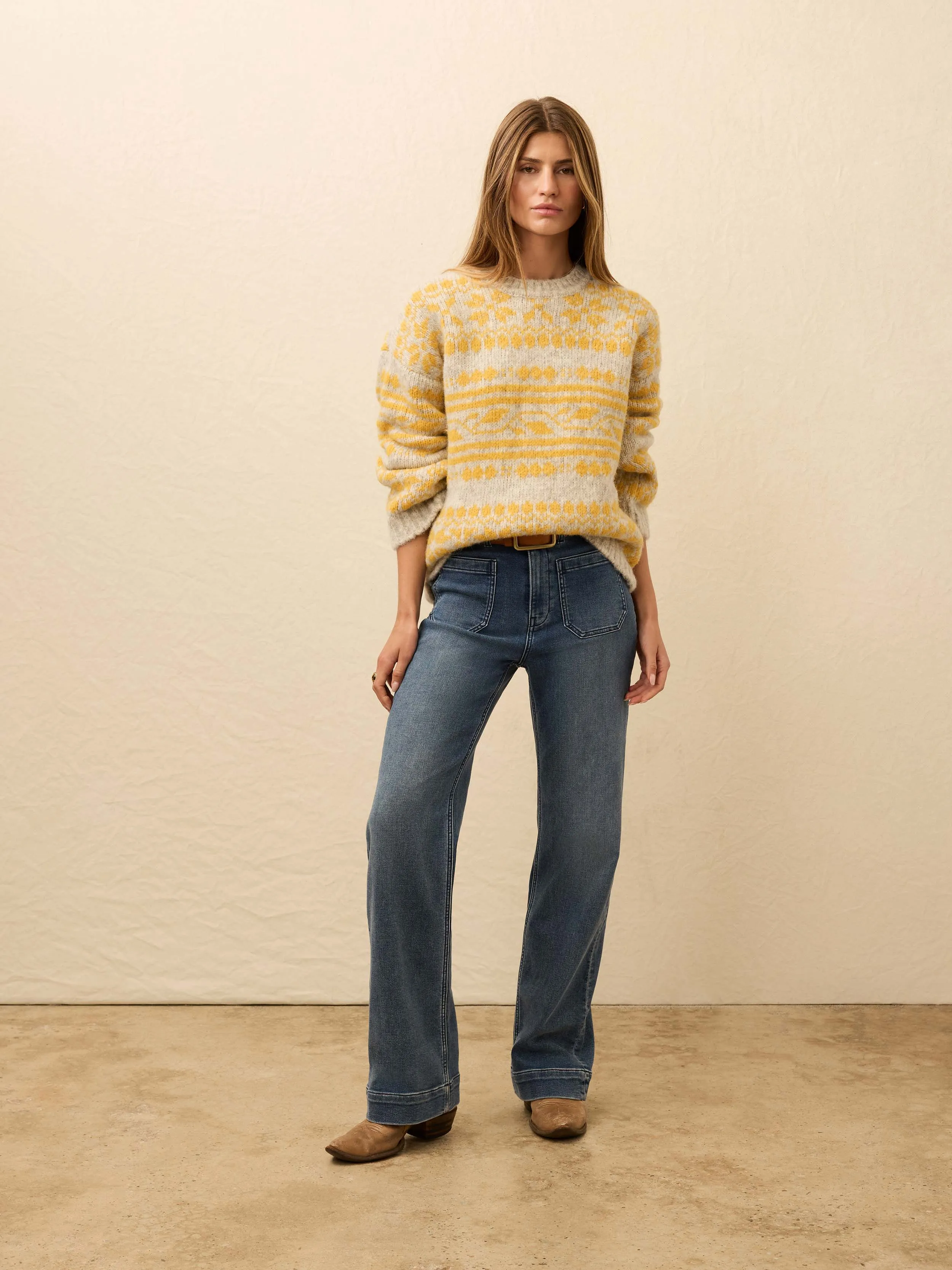 Powder Peak Boyfriend Sweater - Glacier Oat sold by Faherty