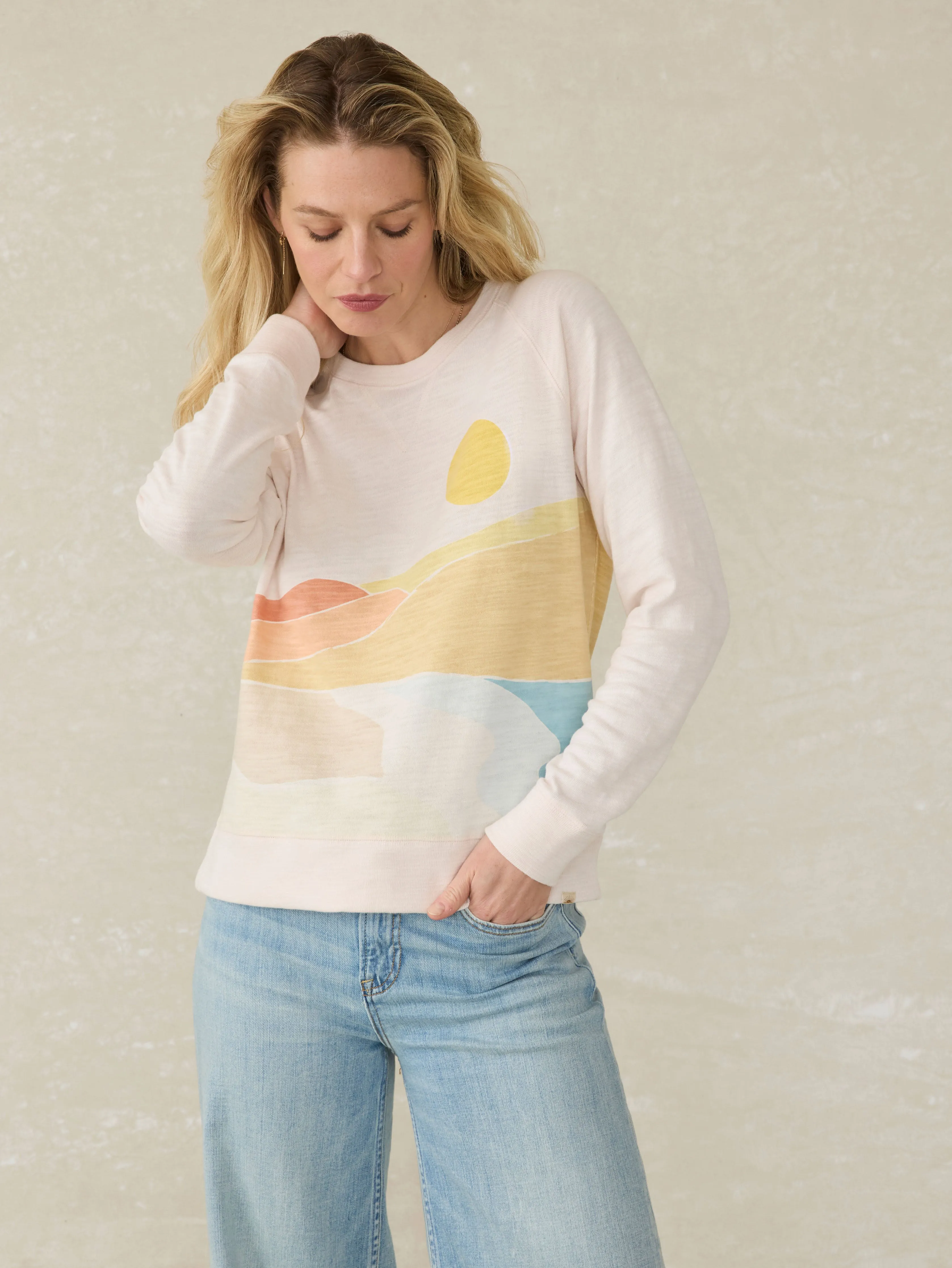 Sunwashed Slub Crew - Sandshell Soleil sold by Faherty