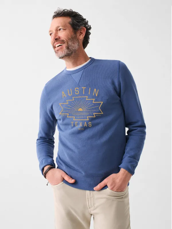 Austin Ls Terry Crewneck - Faded Navy sold by Faherty