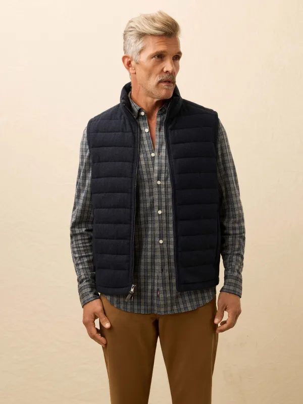 Teton Valley Vest - Navy Twilight Herringbone sold by Faherty