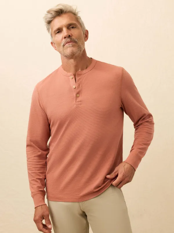 Long-Sleeve Waffle Henley - Dusty Sienna sold by Faherty