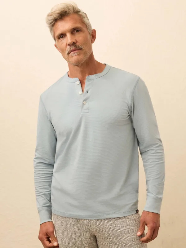 Long-Sleeve Waffle Henley - Alaskan Blue sold by Faherty
