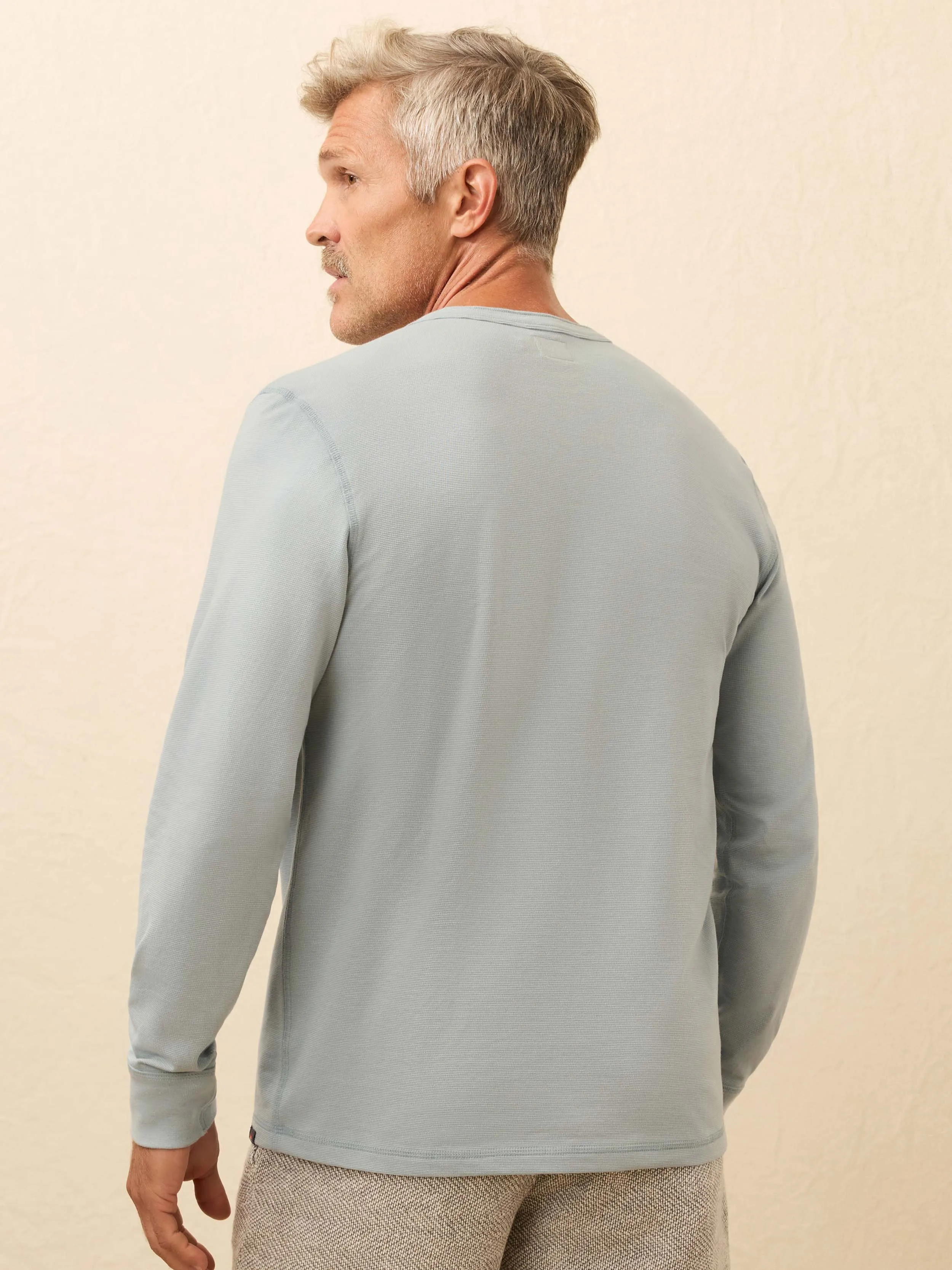 Long-Sleeve Waffle Henley - Alaskan Blue sold by Faherty product image thumbnail 4