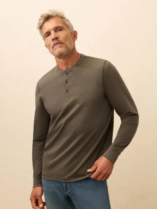Long-Sleeve Waffle Henley - Night Rock sold by Faherty