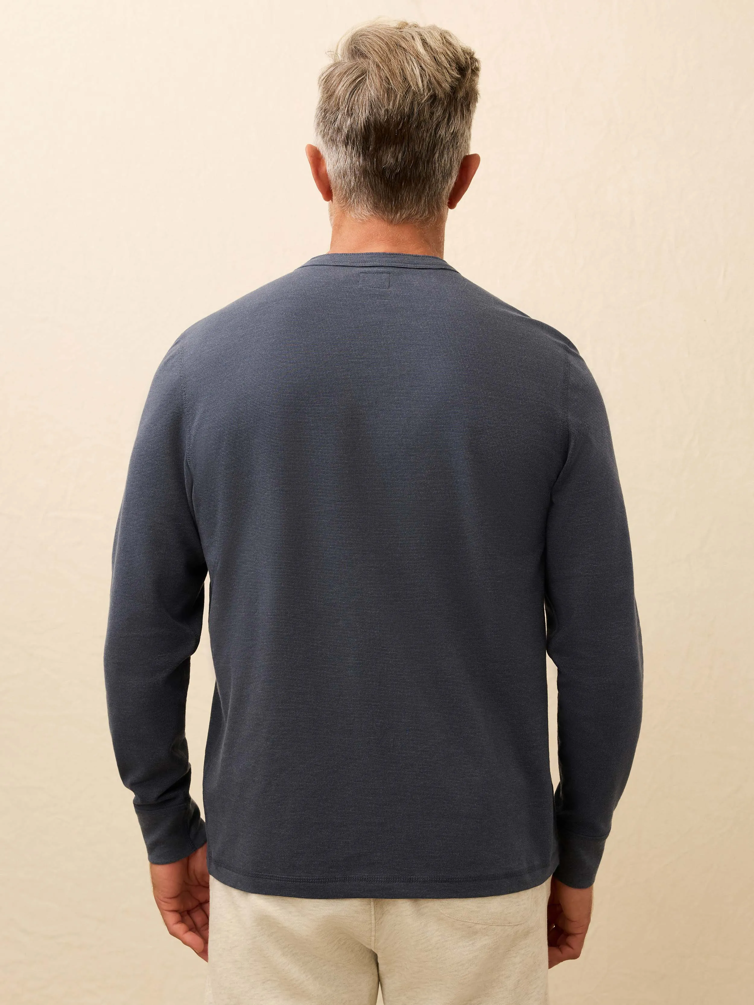 Long-Sleeve Waffle Henley - Blue Nights sold by Faherty product image thumbnail 4
