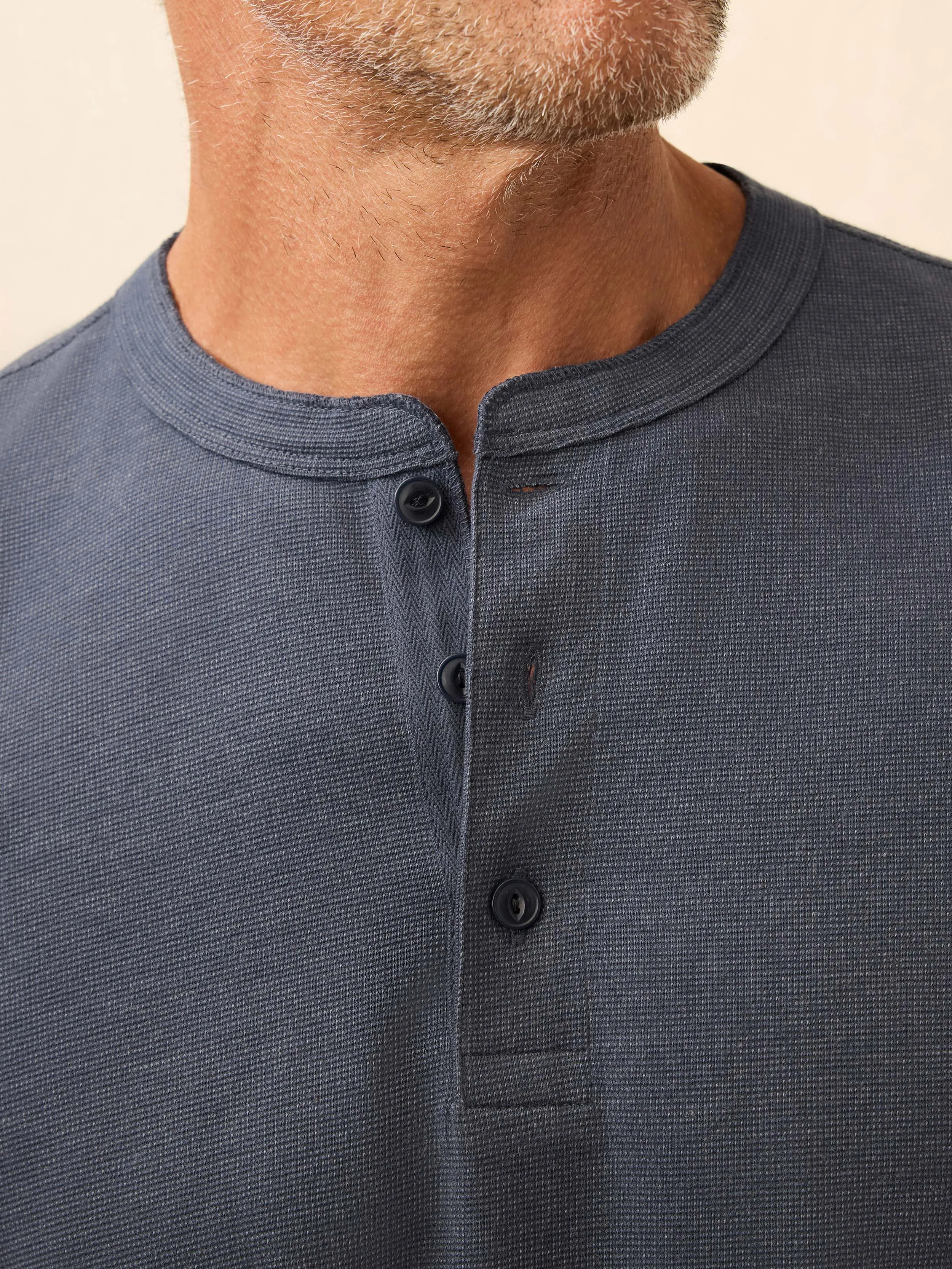 Long-Sleeve Waffle Henley - Blue Nights sold by Faherty product image thumbnail 5