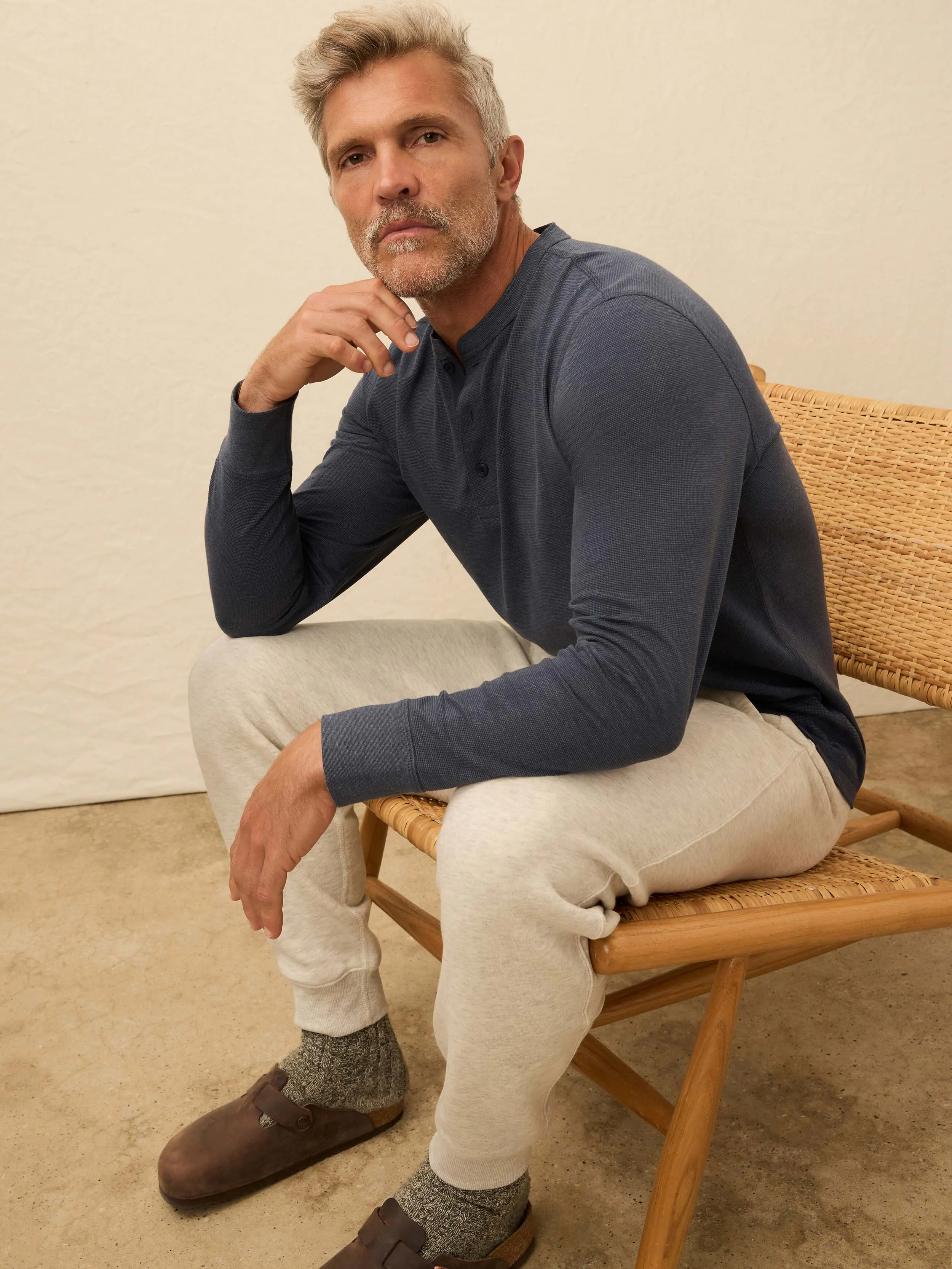 Long-Sleeve Waffle Henley - Blue Nights sold by Faherty product image thumbnail 2