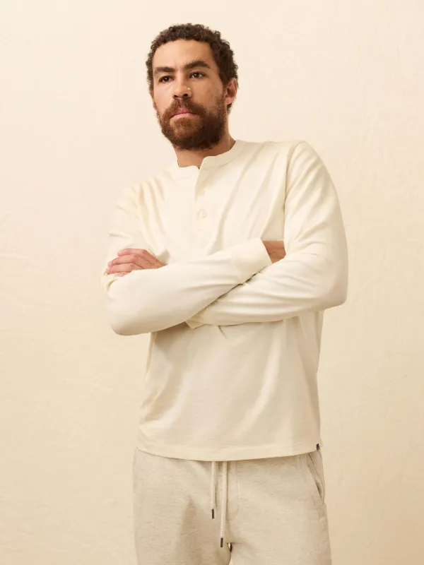 Long-Sleeve Waffle Henley - Snow sold by Faherty