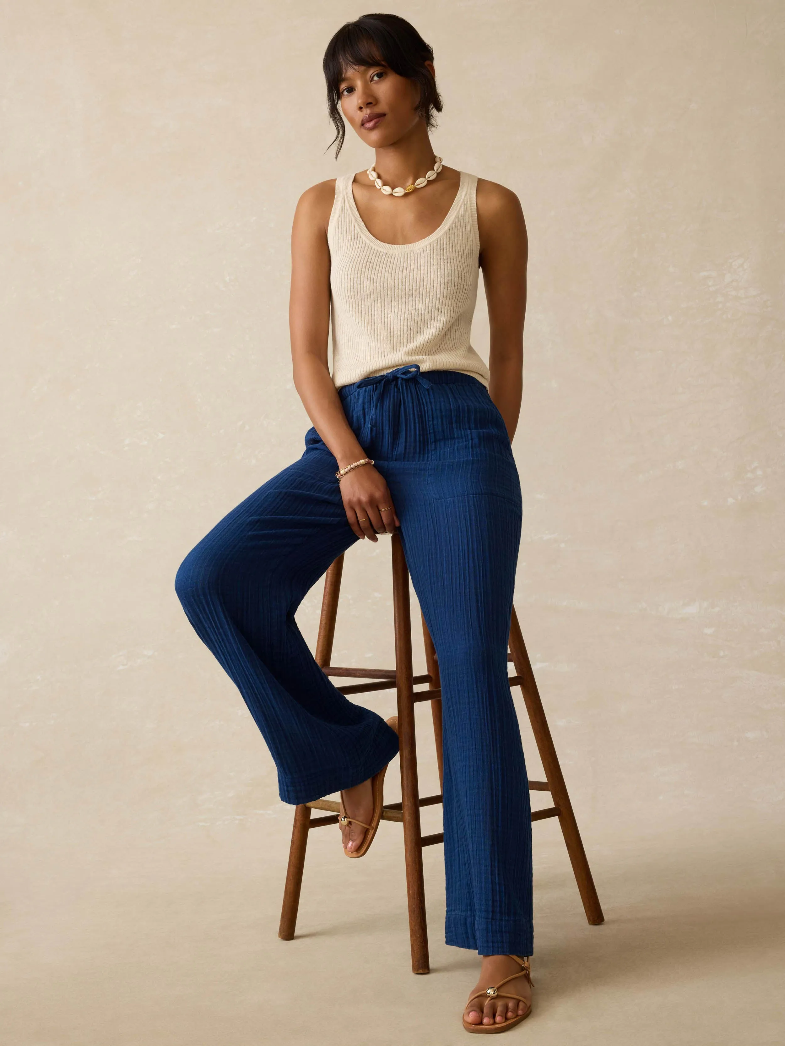 Laidback Gauze Pant - Dark Indigo Wash sold by Faherty product image thumbnail 2