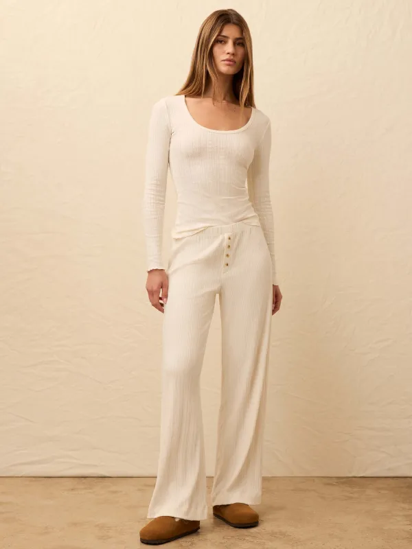 Paradise Pointelle Pant - Egret sold by Faherty