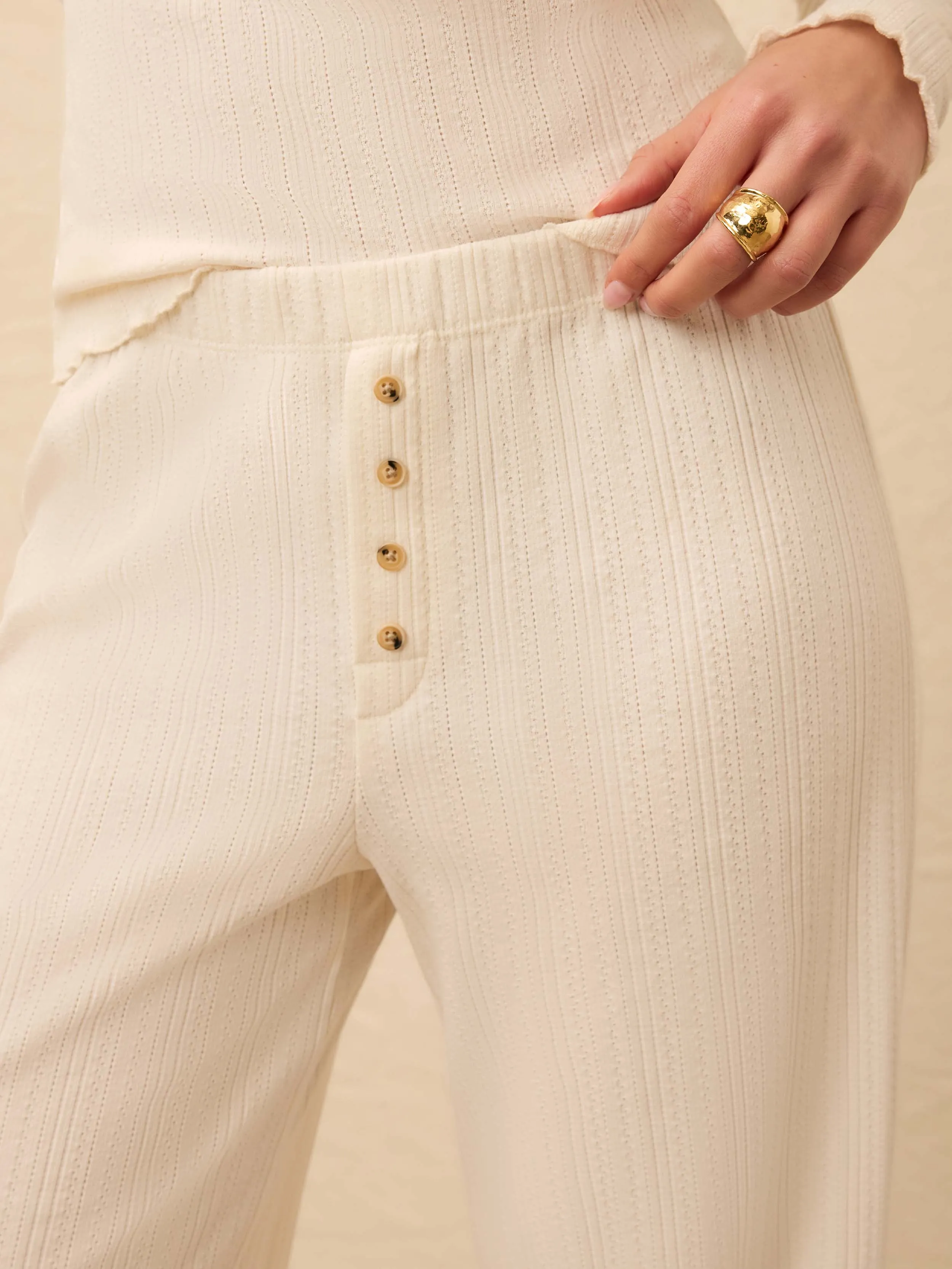 Paradise Pointelle Pant - Egret sold by Faherty product image thumbnail 5
