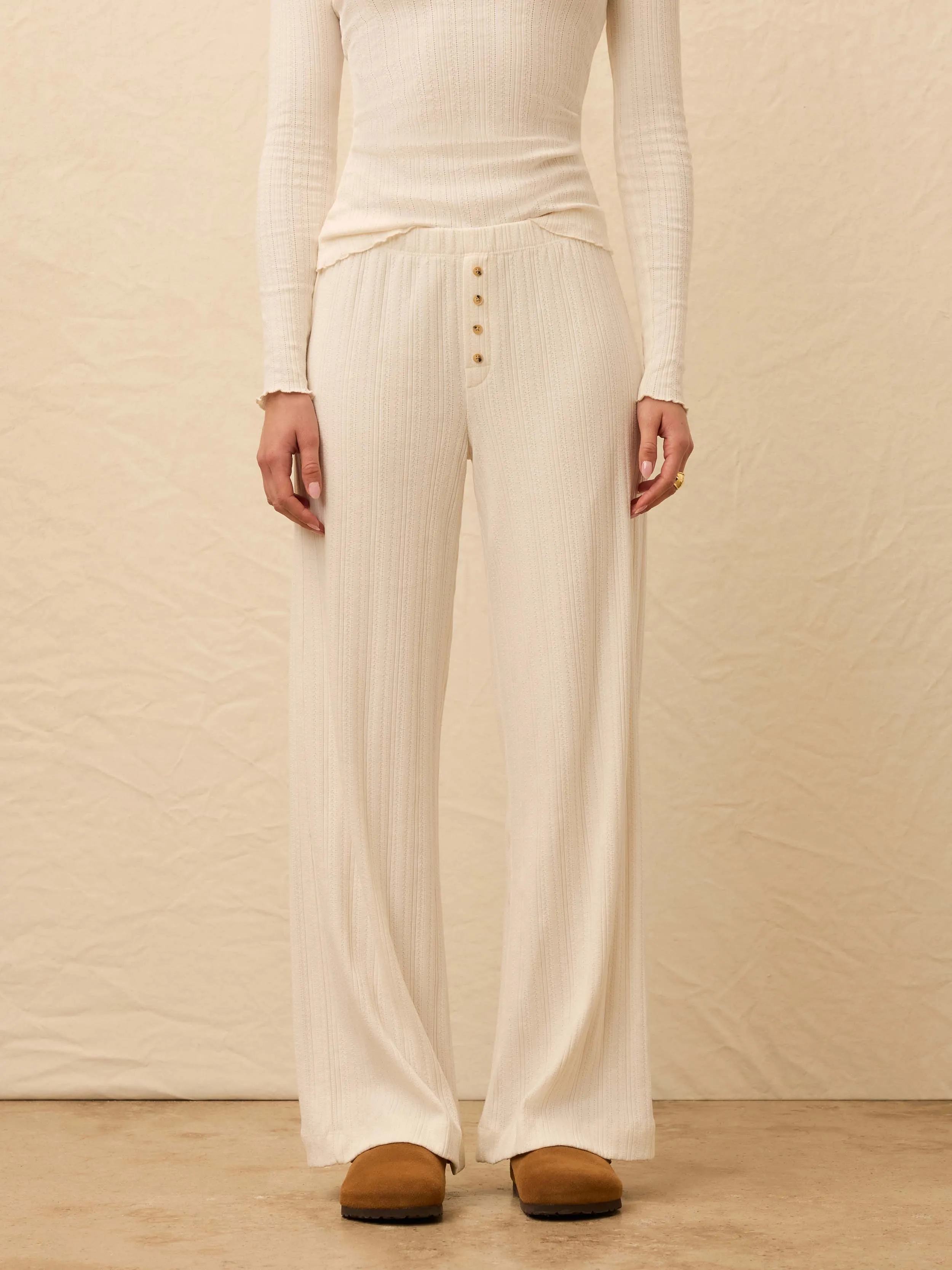 Paradise Pointelle Pant - Egret sold by Faherty product image thumbnail 2