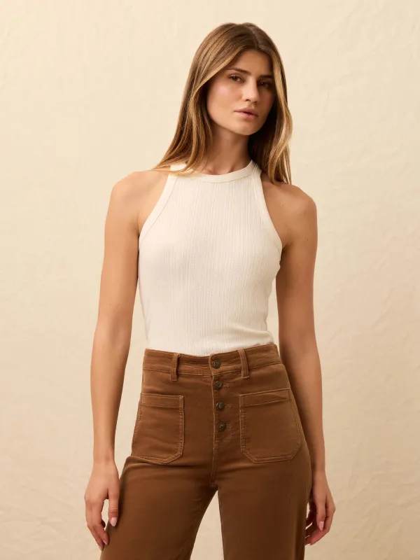 Paradise Pointelle Tank - Egret sold by Faherty