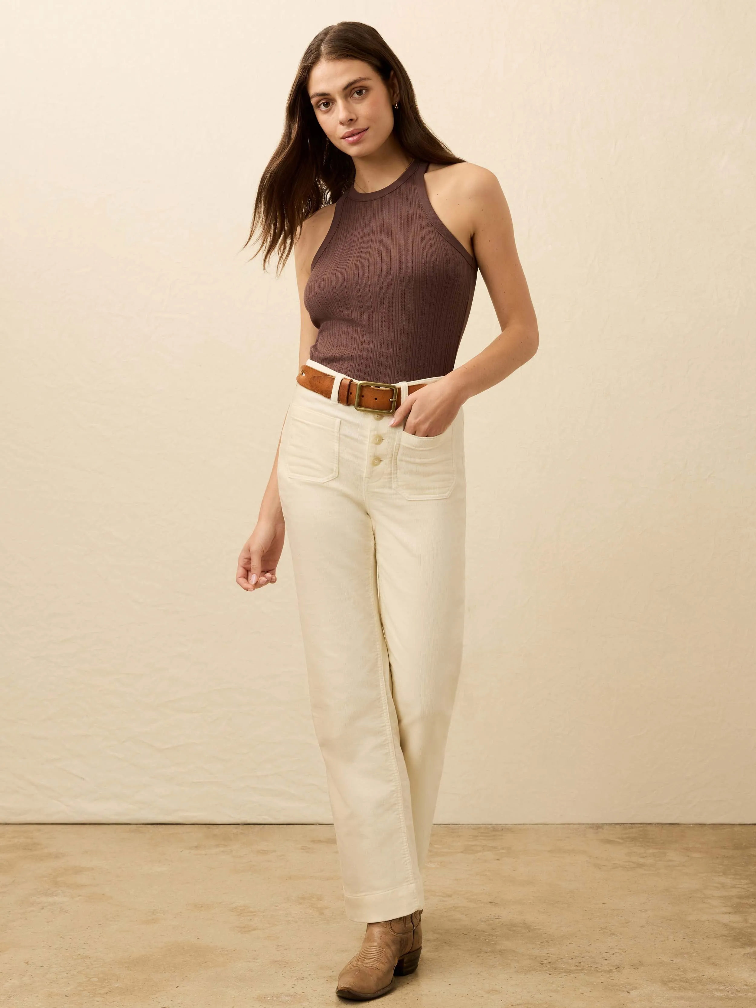 Paradise Pointelle Tank - Chocolate Brown sold by Faherty product image thumbnail 2