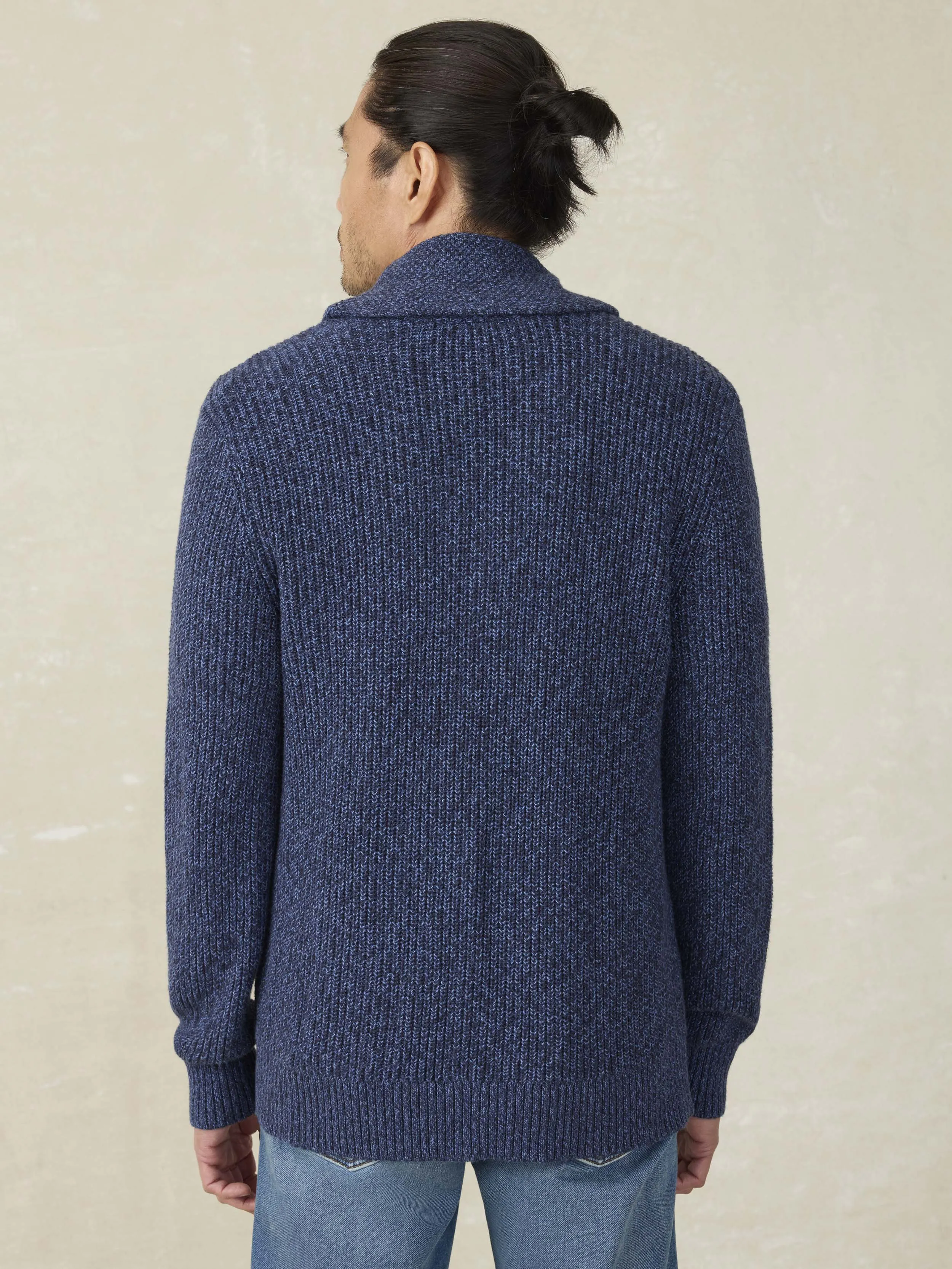 Marled Cotton Cardigan - Navy Night Marl sold by Faherty product image thumbnail 3