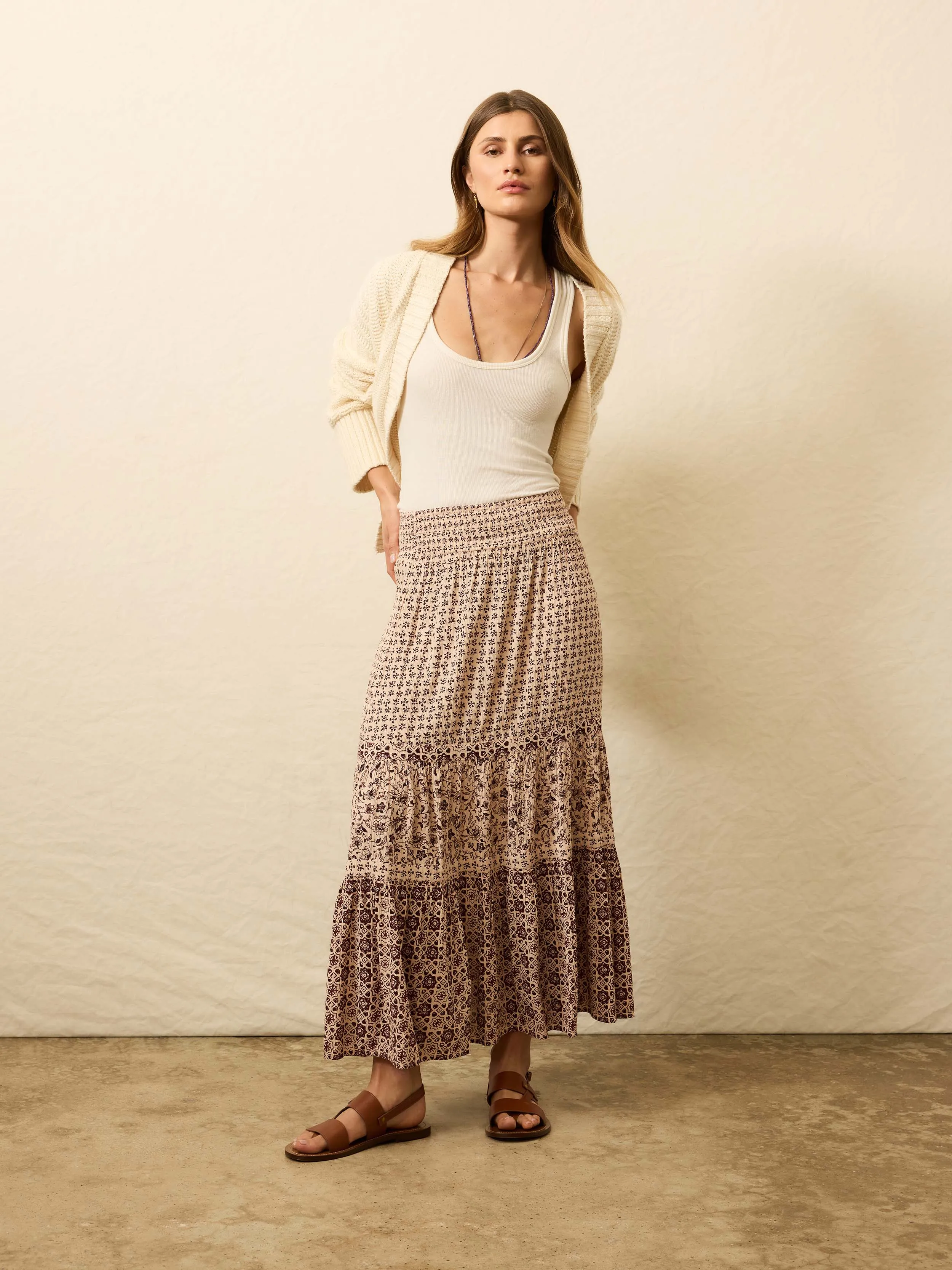 Woodstock Skirt - Sunrise Azulejos Mixed Print sold by Faherty product image thumbnail 4