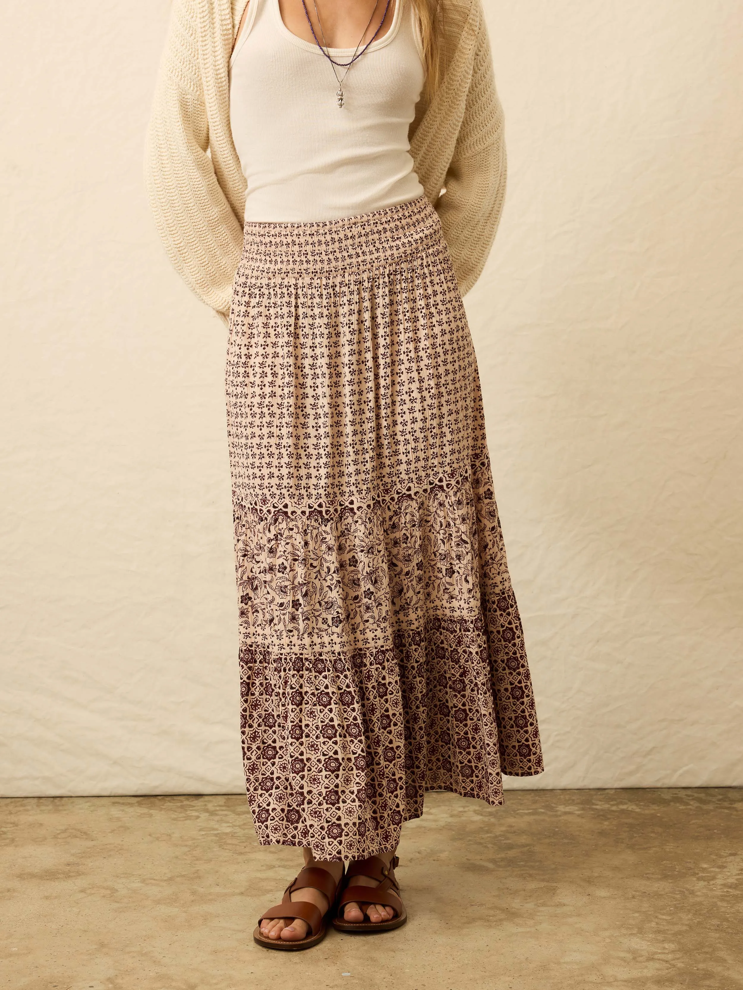 Woodstock Skirt - Sunrise Azulejos Mixed Print sold by Faherty product image thumbnail 5