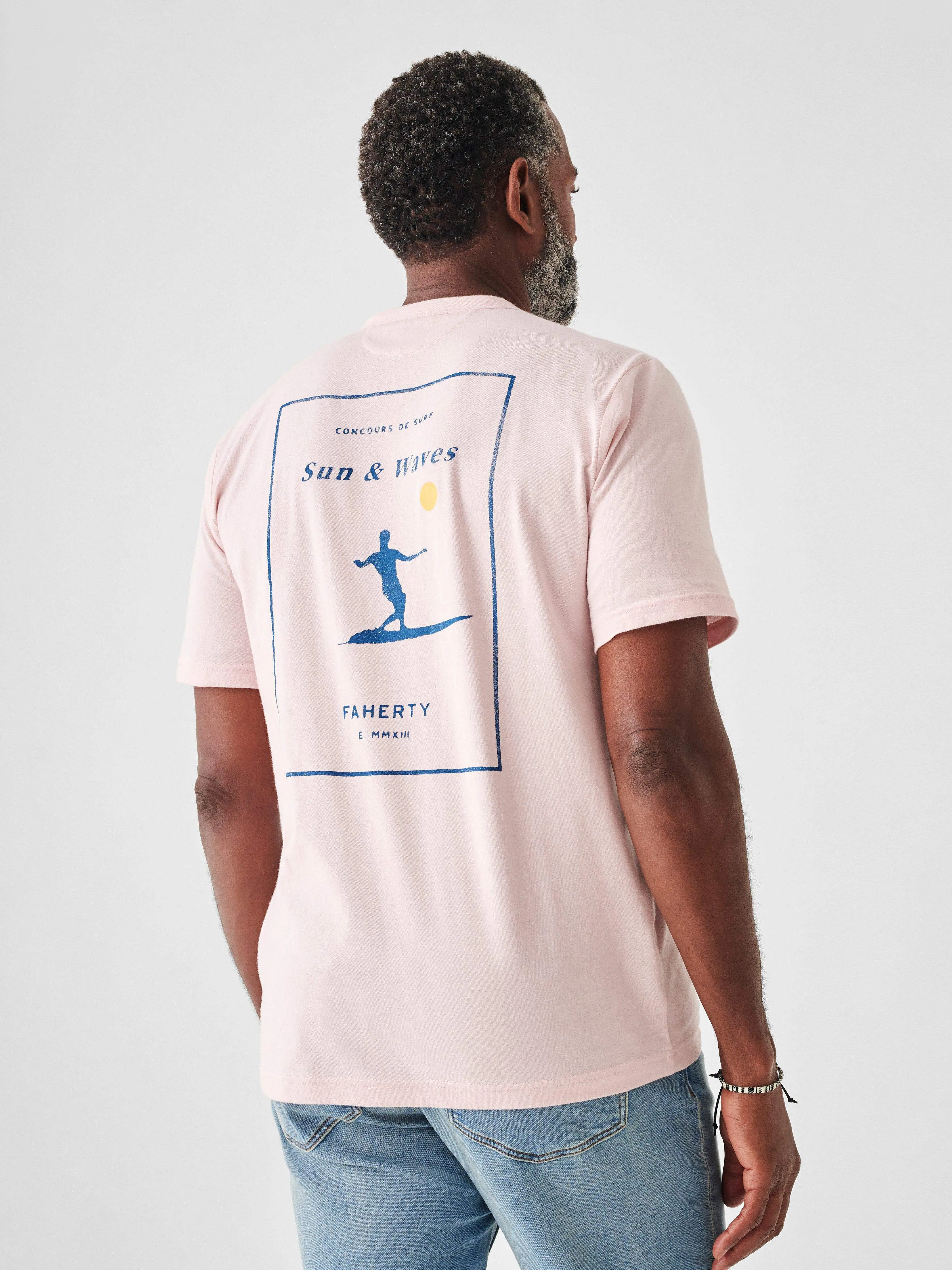Graphic Cutback Tee - Faded Pink sold by Faherty