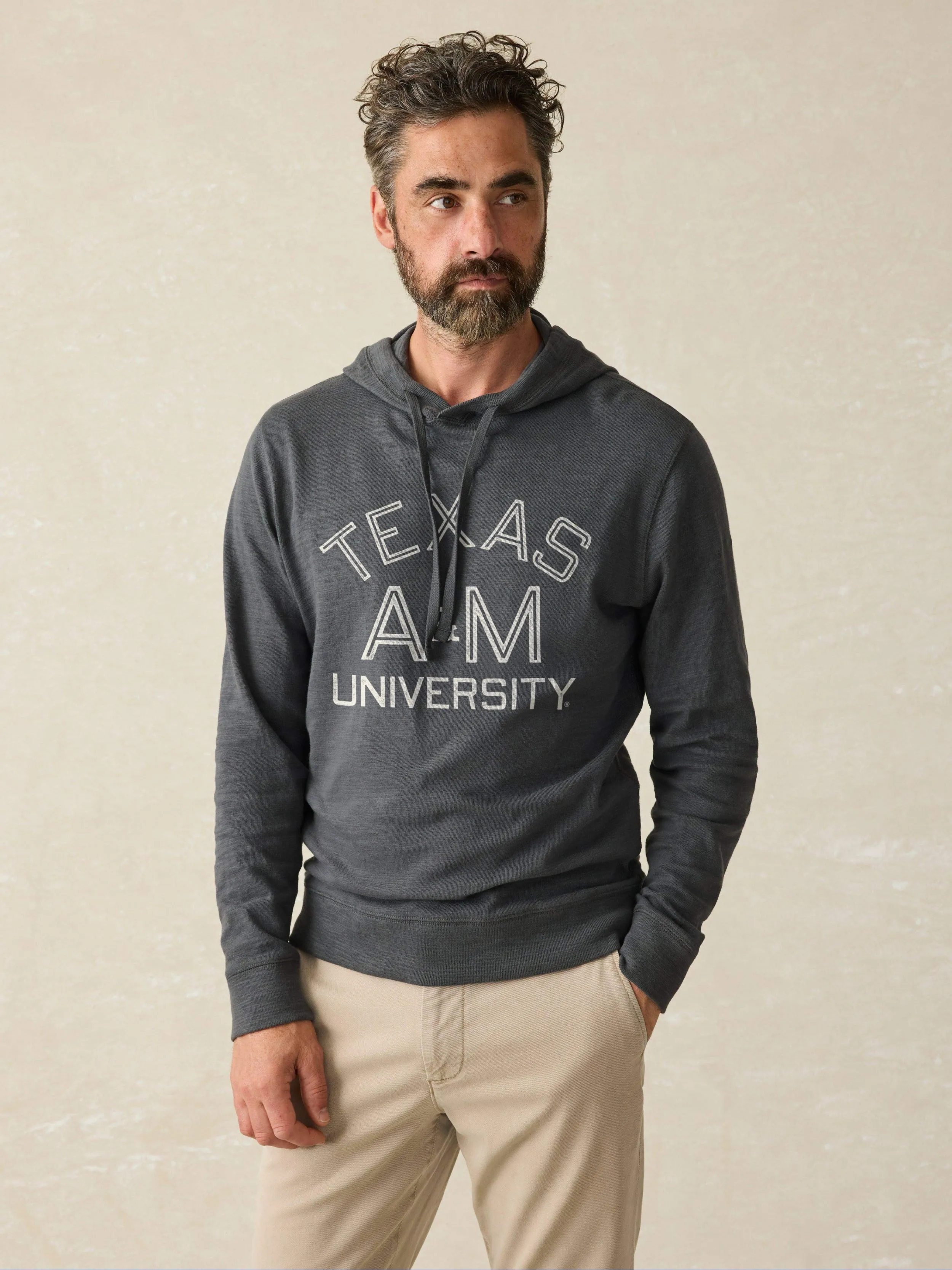Texas A&M Sunwashed Slub Hoodie - Graphite sold by Faherty product image thumbnail 2