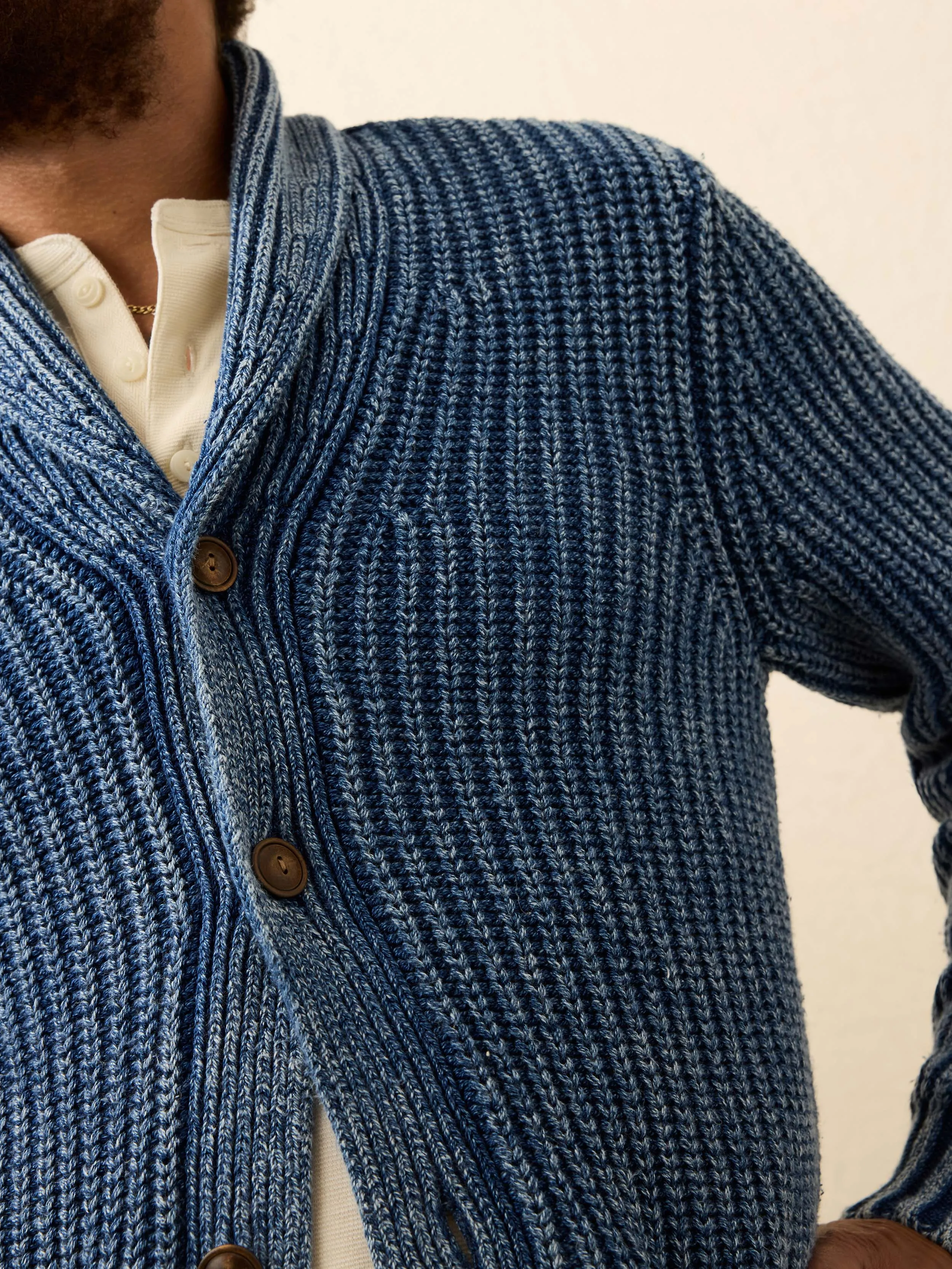 Chunky Indigo Cardigan - Windcliff Indigo Wash sold by Faherty product image thumbnail 5