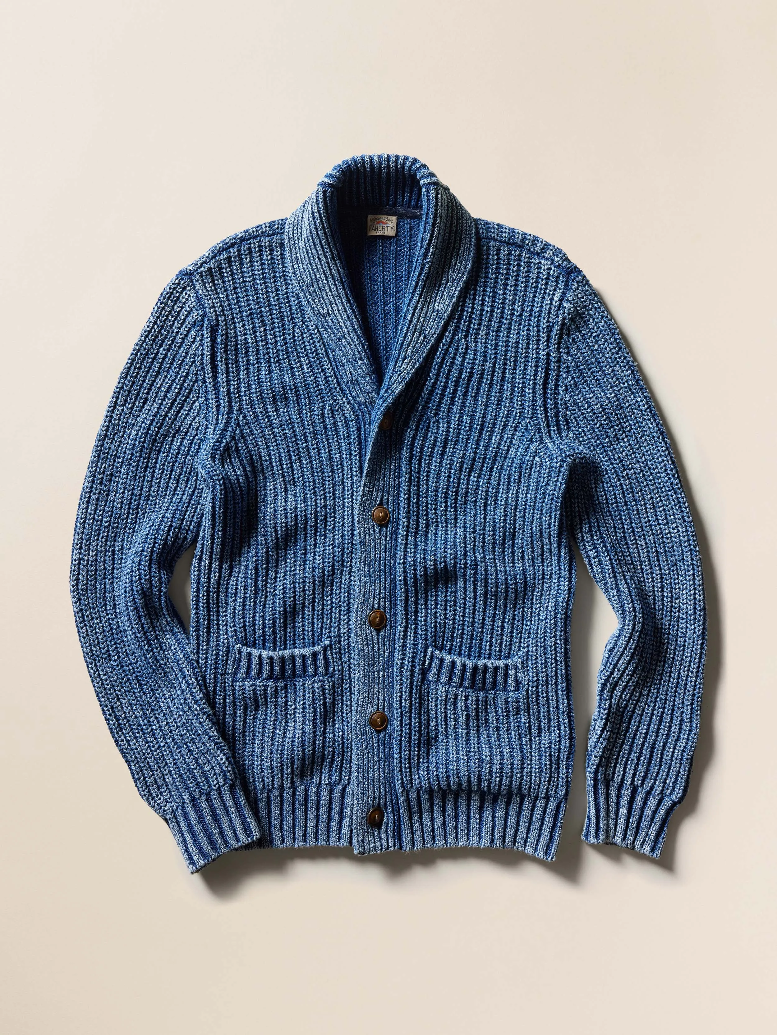 Chunky Indigo Cardigan - Windcliff Indigo Wash sold by Faherty product image thumbnail 4